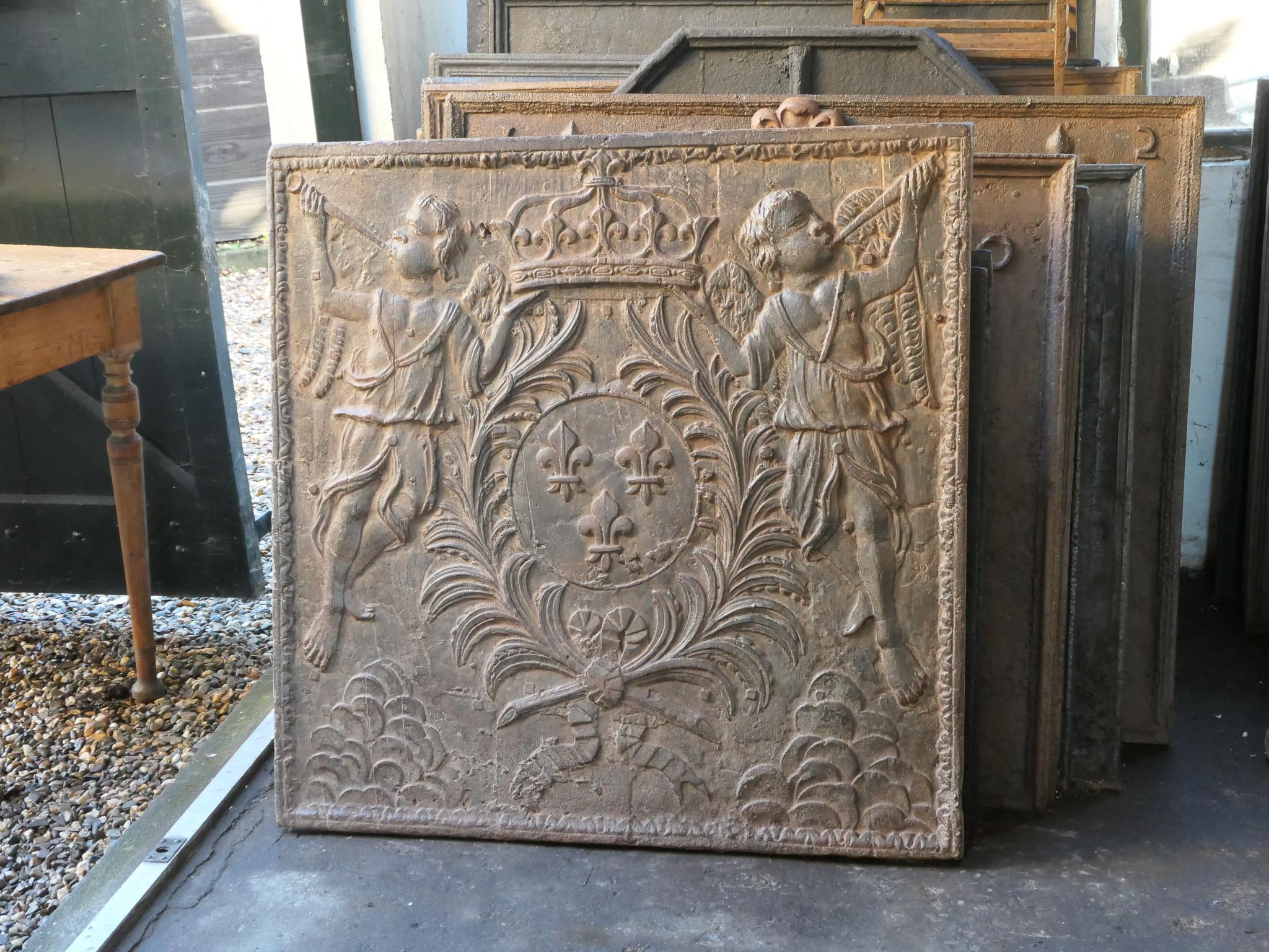 Cast 18th Century French Louis XV 'Arms of France' Fireback