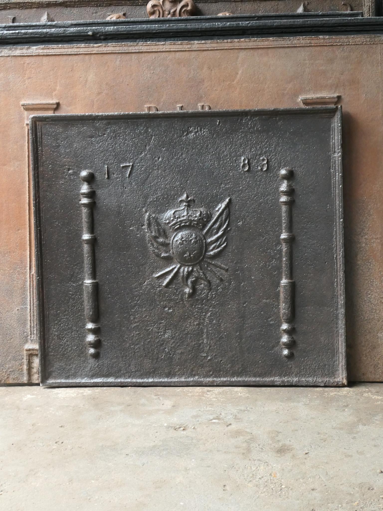 Cast 18th Century French Louis XV 'Arms of France' Fireback / Backsplash For Sale