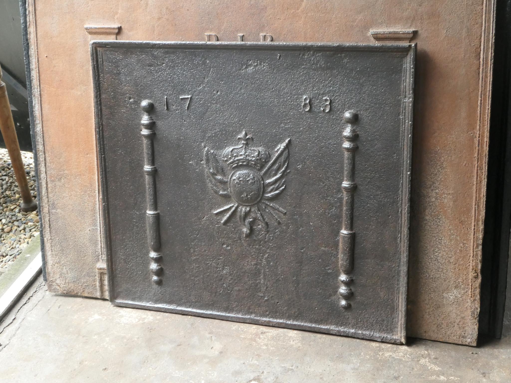 Iron 18th Century French Louis XV 'Arms of France' Fireback / Backsplash For Sale