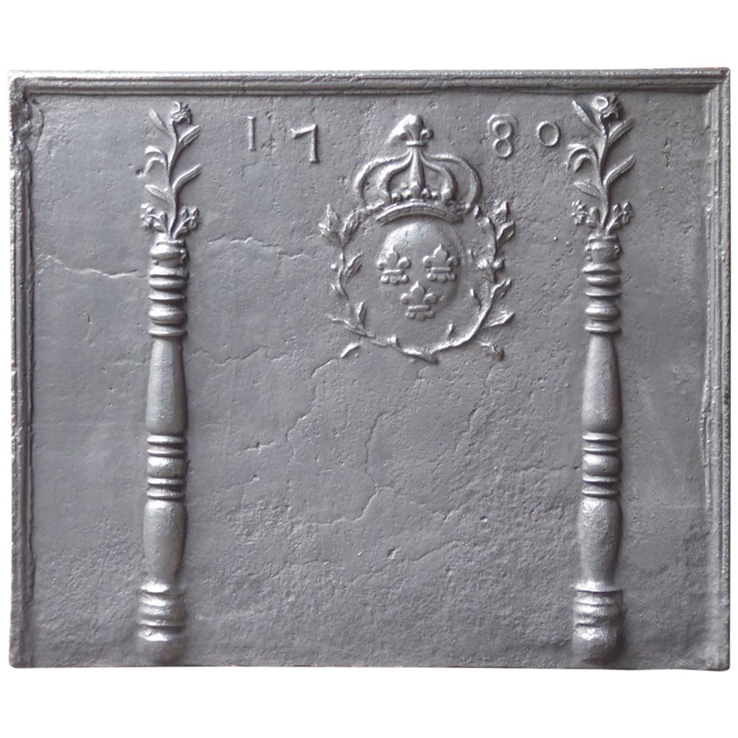 18th Century French Louis XV 'Arms of France' Fireback / Backsplash For Sale