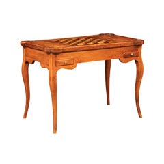 18th Century French Louis XV Backgammon Game Table in Walnut