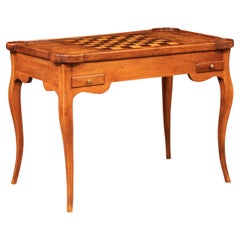 18th Century French Louis XV Backgammon Game Table in Walnut