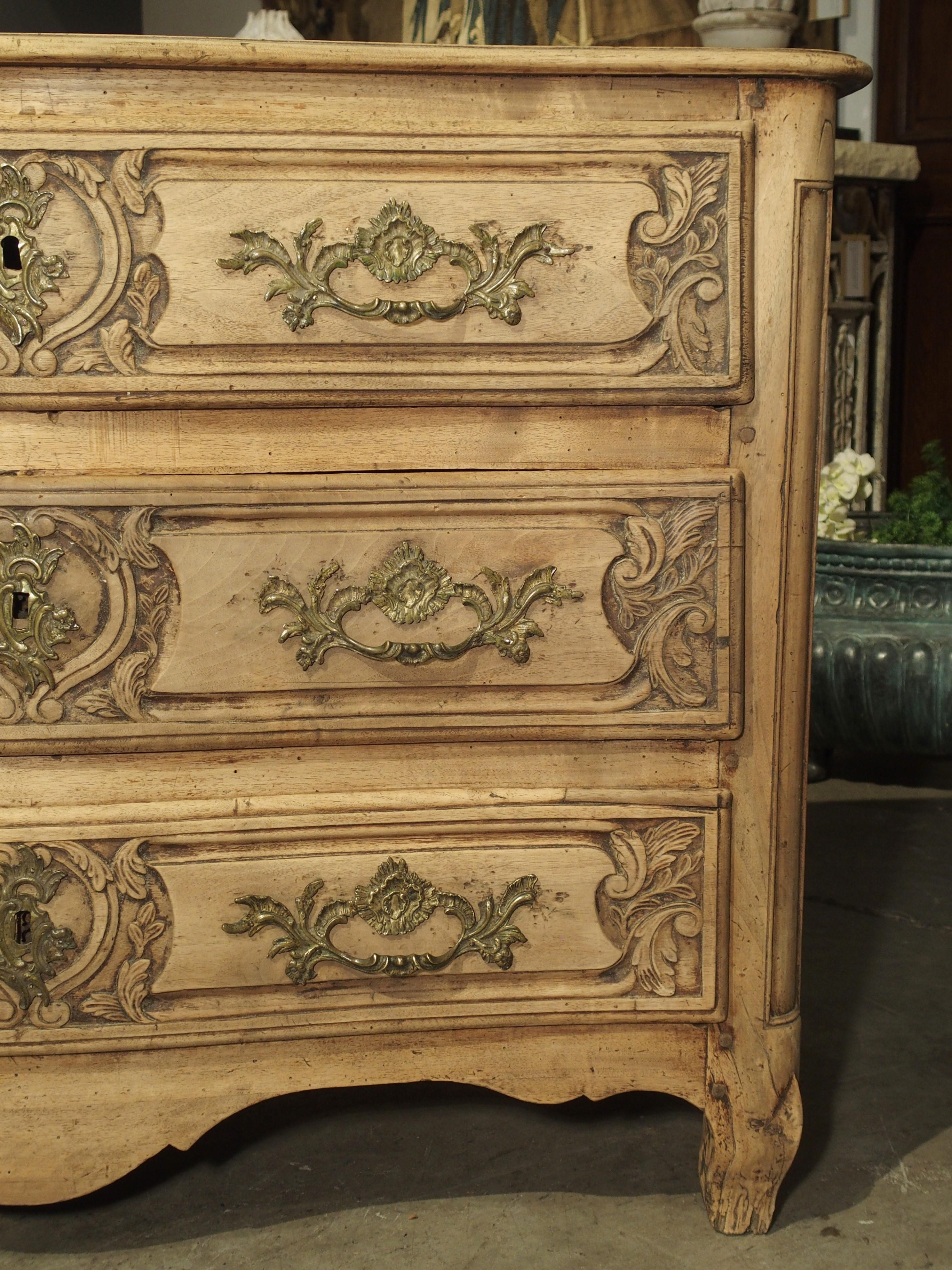 18th Century French Louis XV Bleached Walnut Commode 6