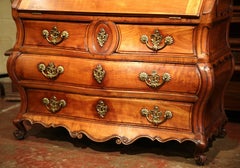 18th Century French Louis XV Bombe Cherry Desk Secretary Scriban from Bordeaux