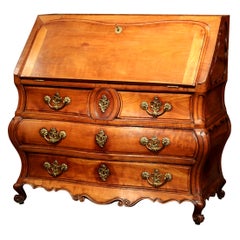Antique 18th Century French Louis XV Bombe Cherry Desk Secretary Scriban from Bordeaux