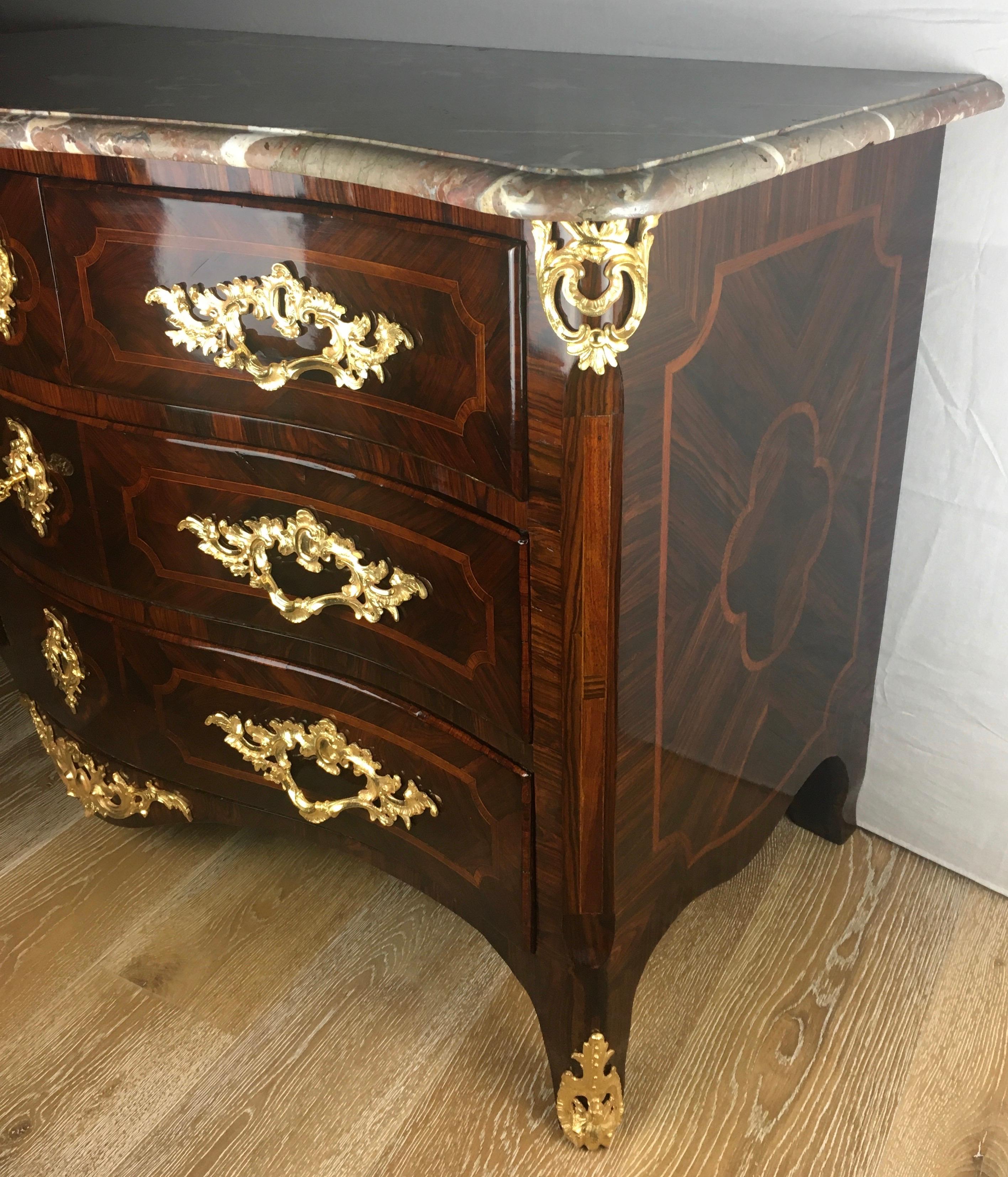 Hand-Crafted 18th Century Louis XV Style Ormolu Mounted Bronze Bombe Commode by G. Przirembel For Sale