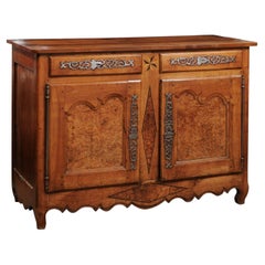 Buffet Louis XV français du 18ème siècle en bois fruitier et if