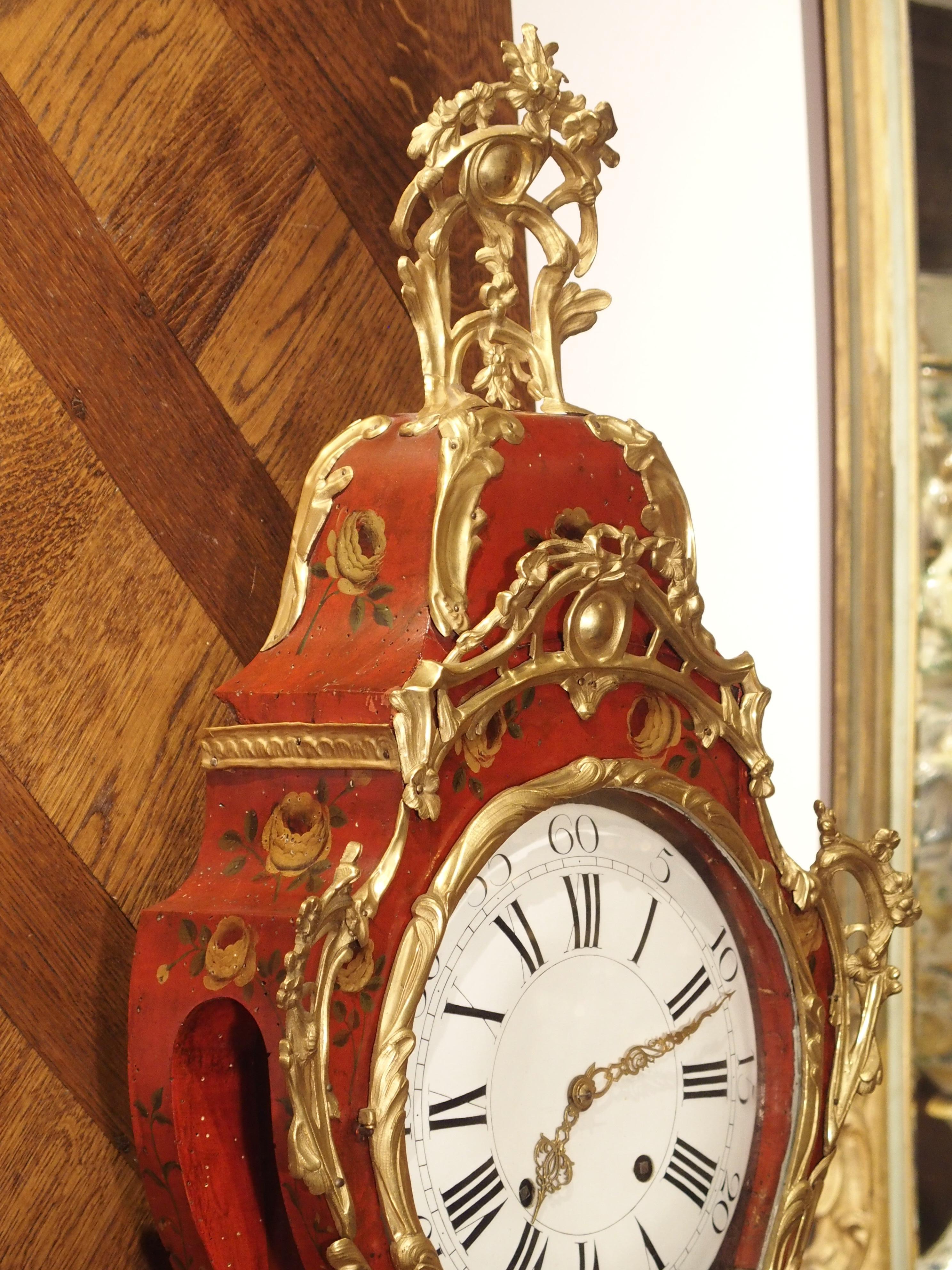 18th Century French Louis XV Cartel Clock, Vernis Etienne Simon Martin For Sale 2