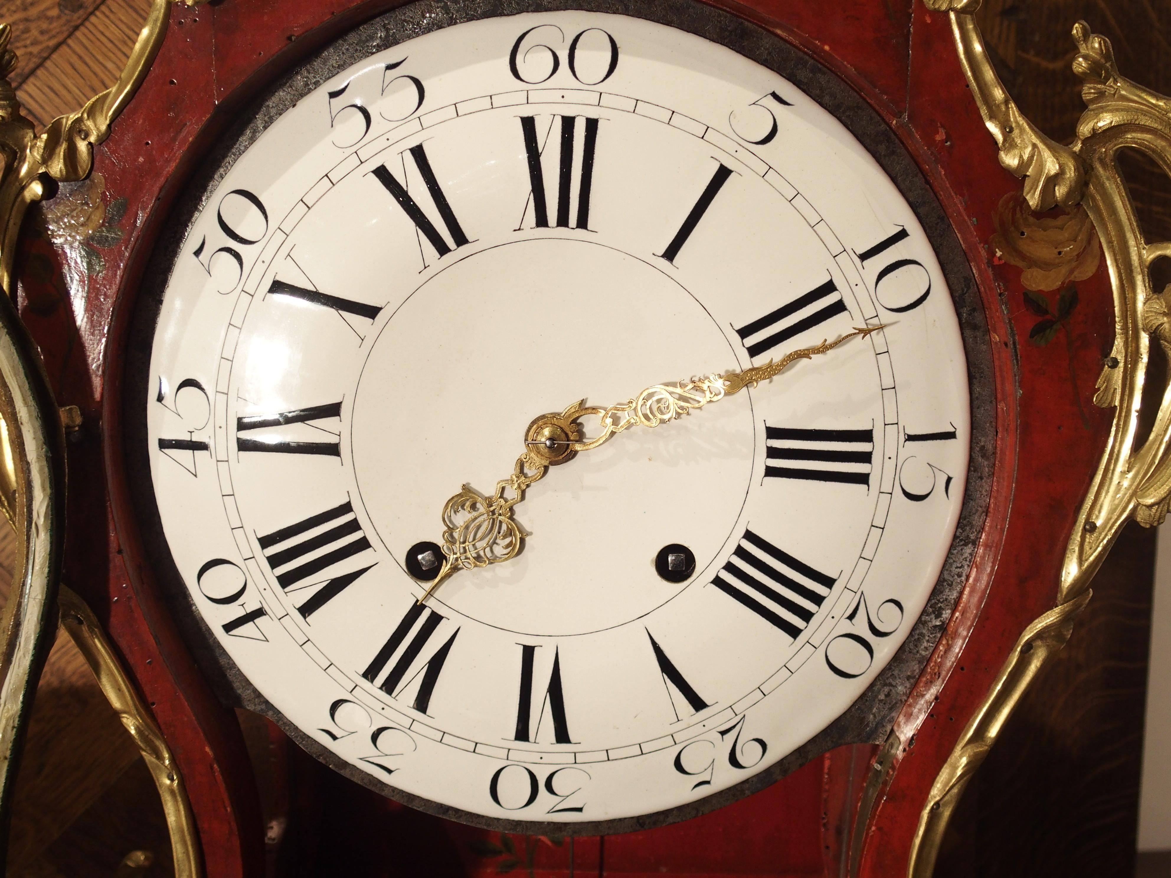 18th Century French Louis XV Cartel Clock, Vernis Etienne Simon Martin For Sale 6