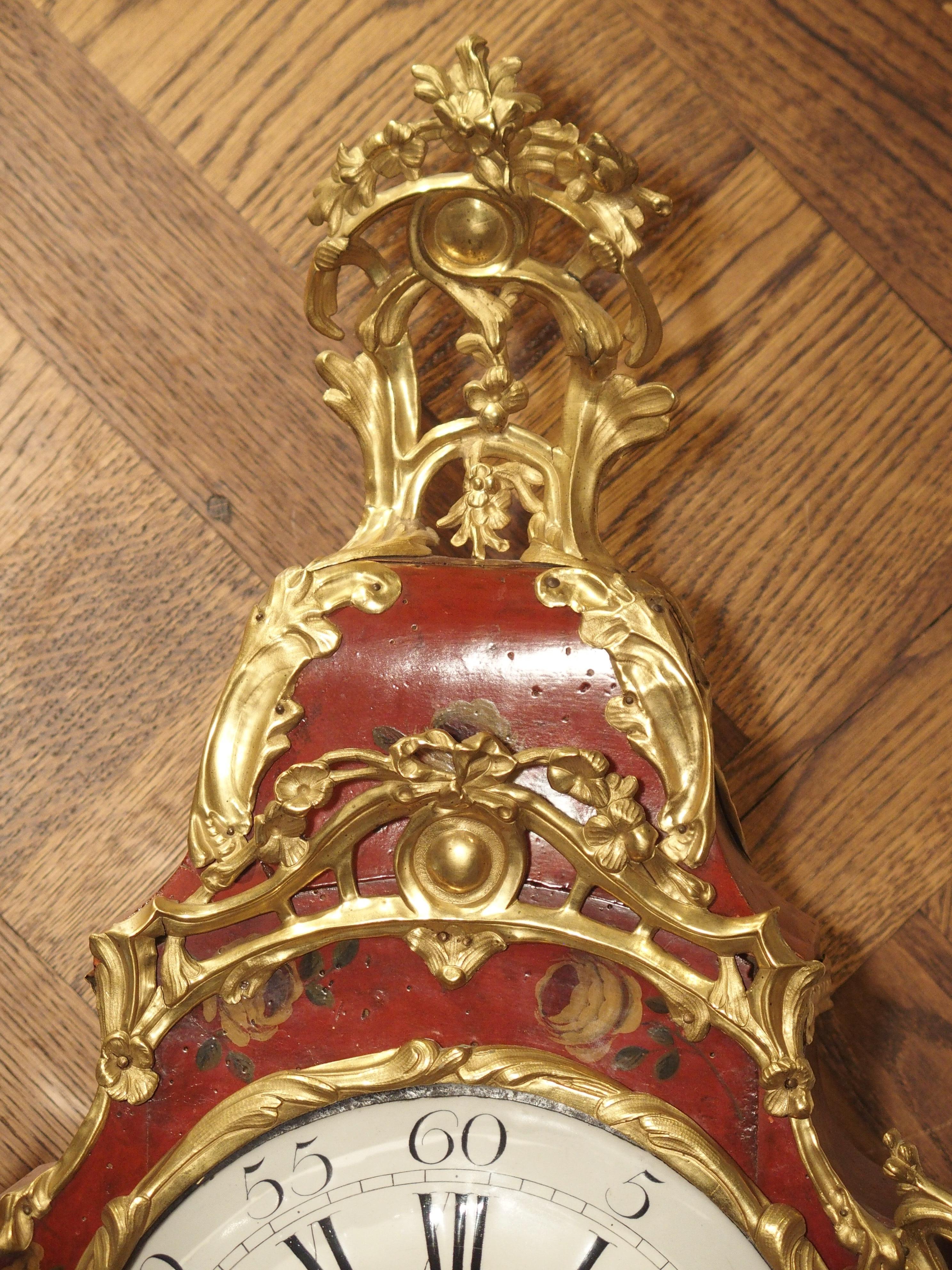 Bronze 18th Century French Louis XV Cartel Clock, Vernis Etienne Simon Martin For Sale