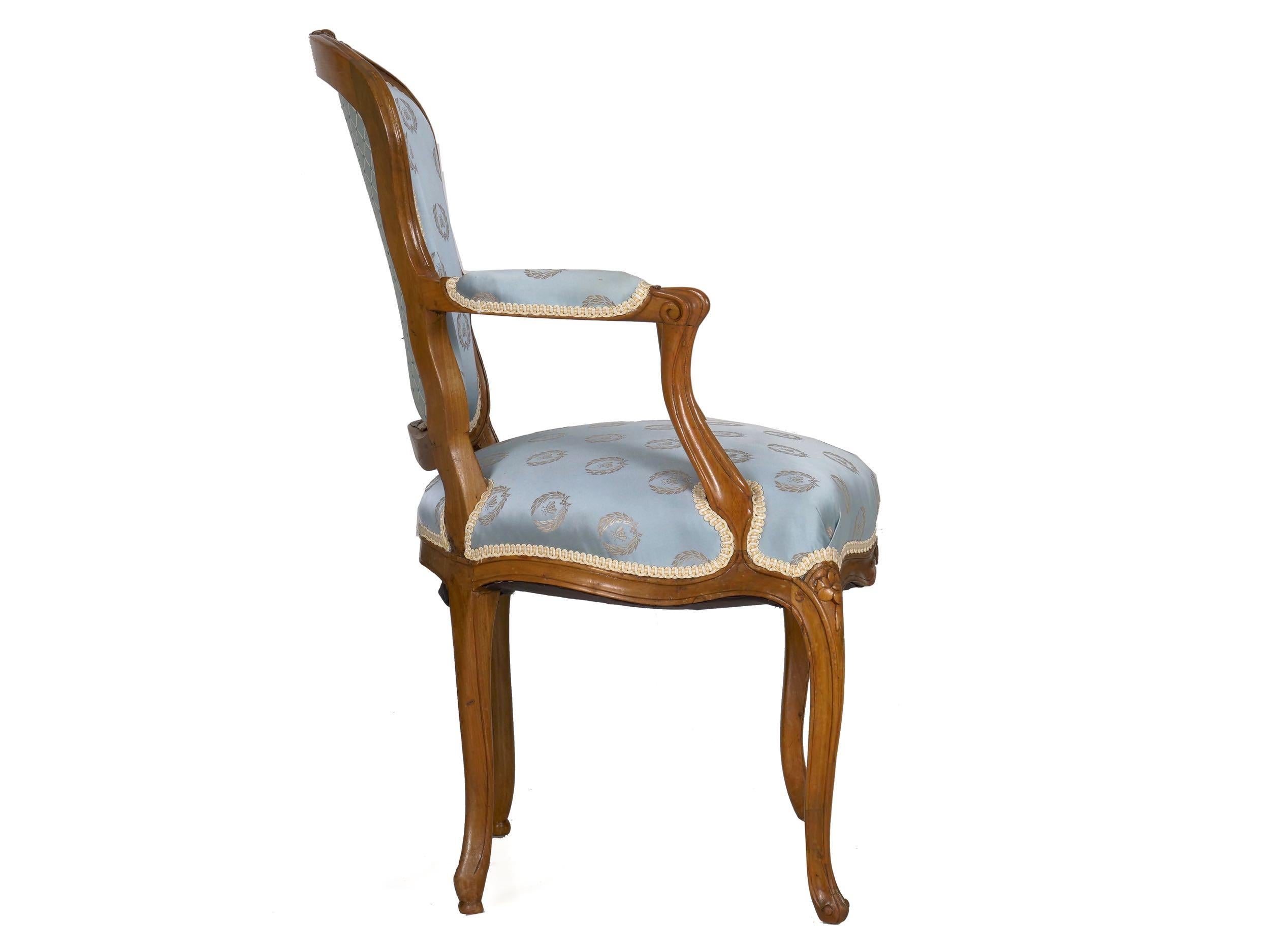 18th Century and Earlier 18th Century French Louis XV Carved Beechwood Antique Armchair