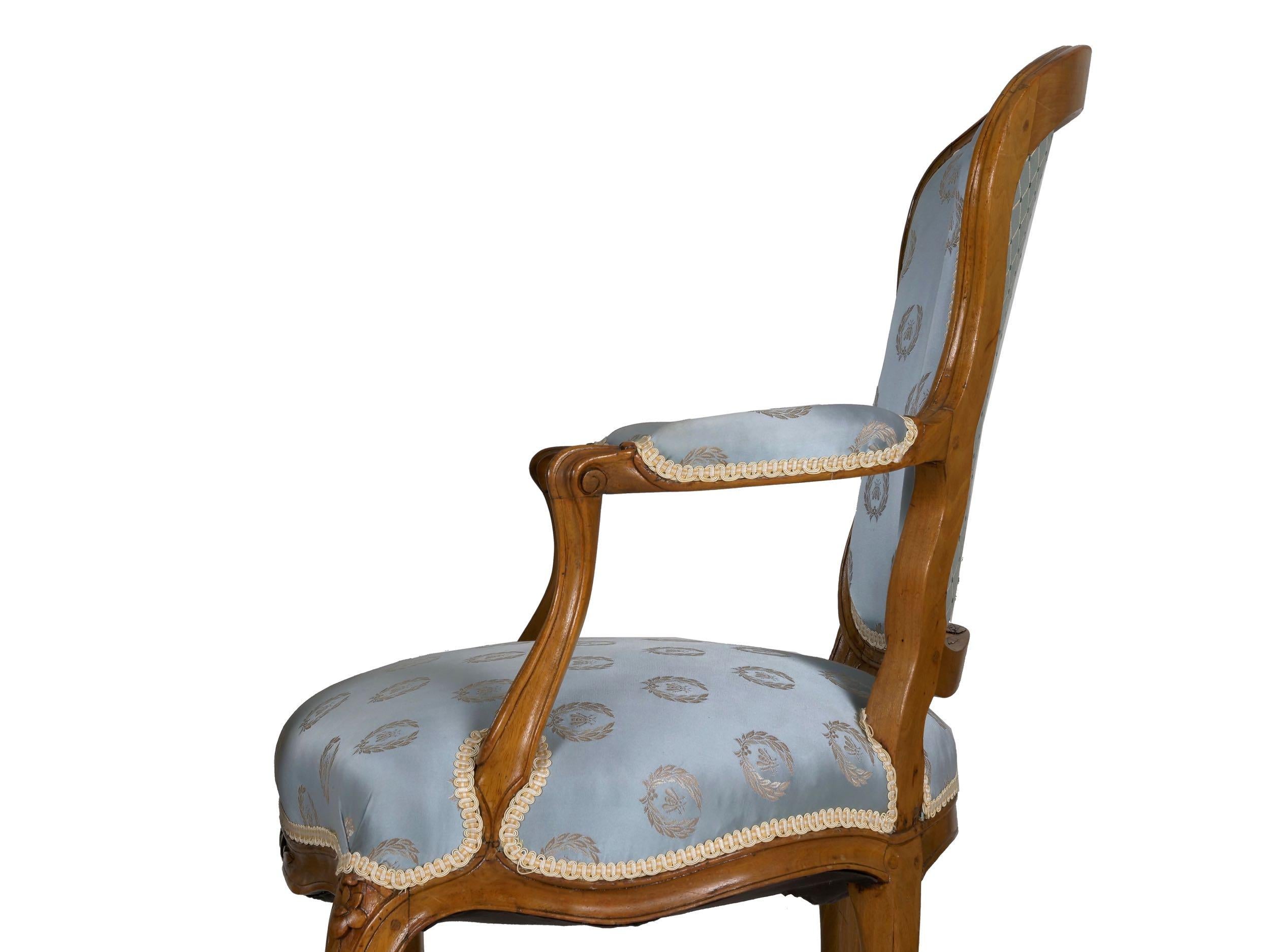 18th Century French Louis XV Carved Beechwood Antique Armchair 3