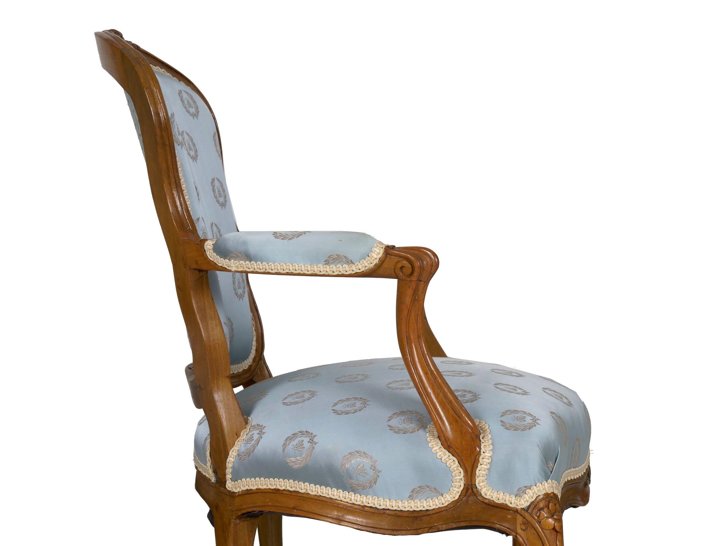 18th Century French Louis XV Carved Beechwood Antique Armchair 5