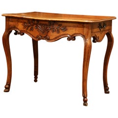 18th Century French Louis XV Carved Bombe Walnut Console Table from Provence
