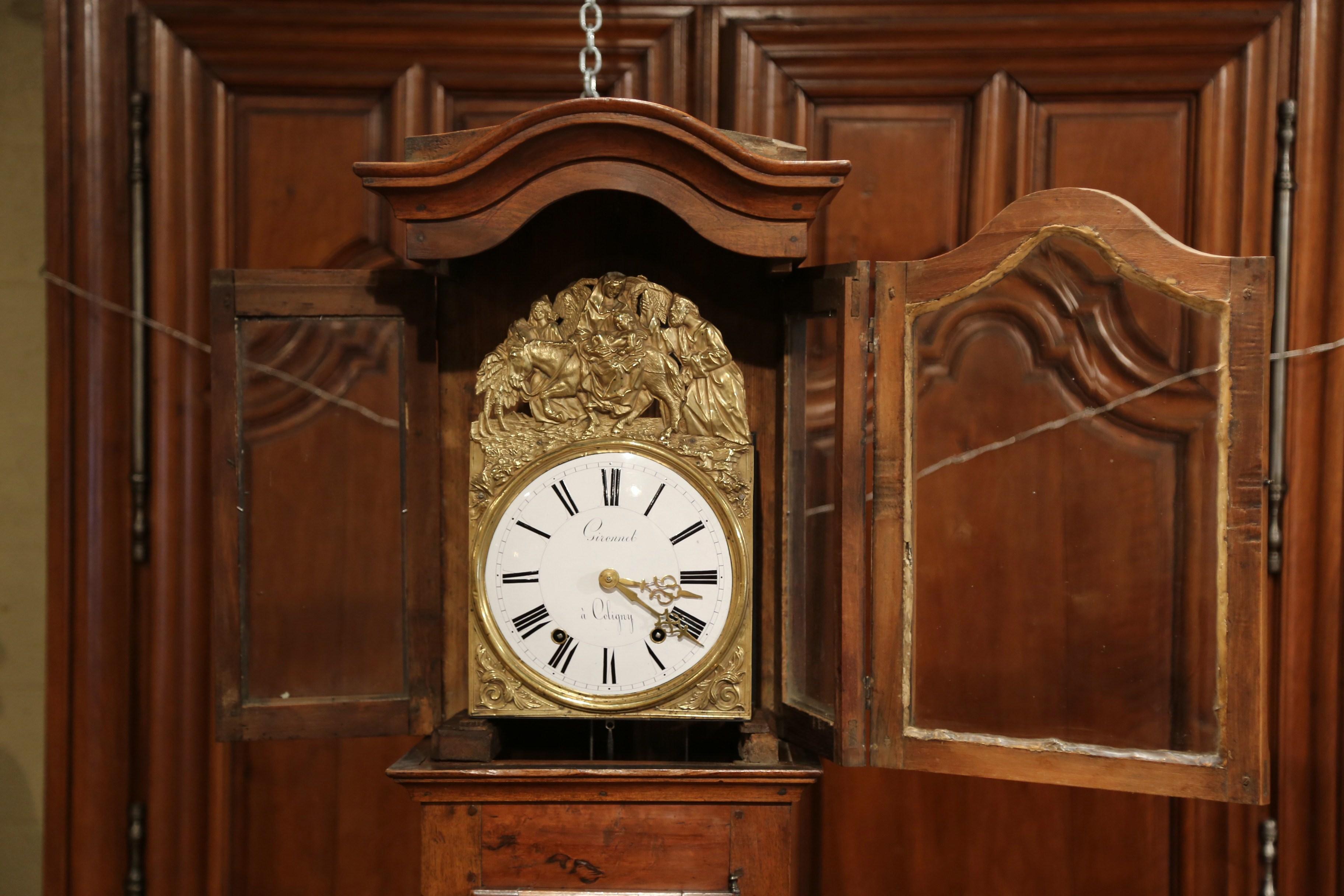 18th Century French Louis XV Carved Burl Walnut and Marquetry Tall Case Clock 3