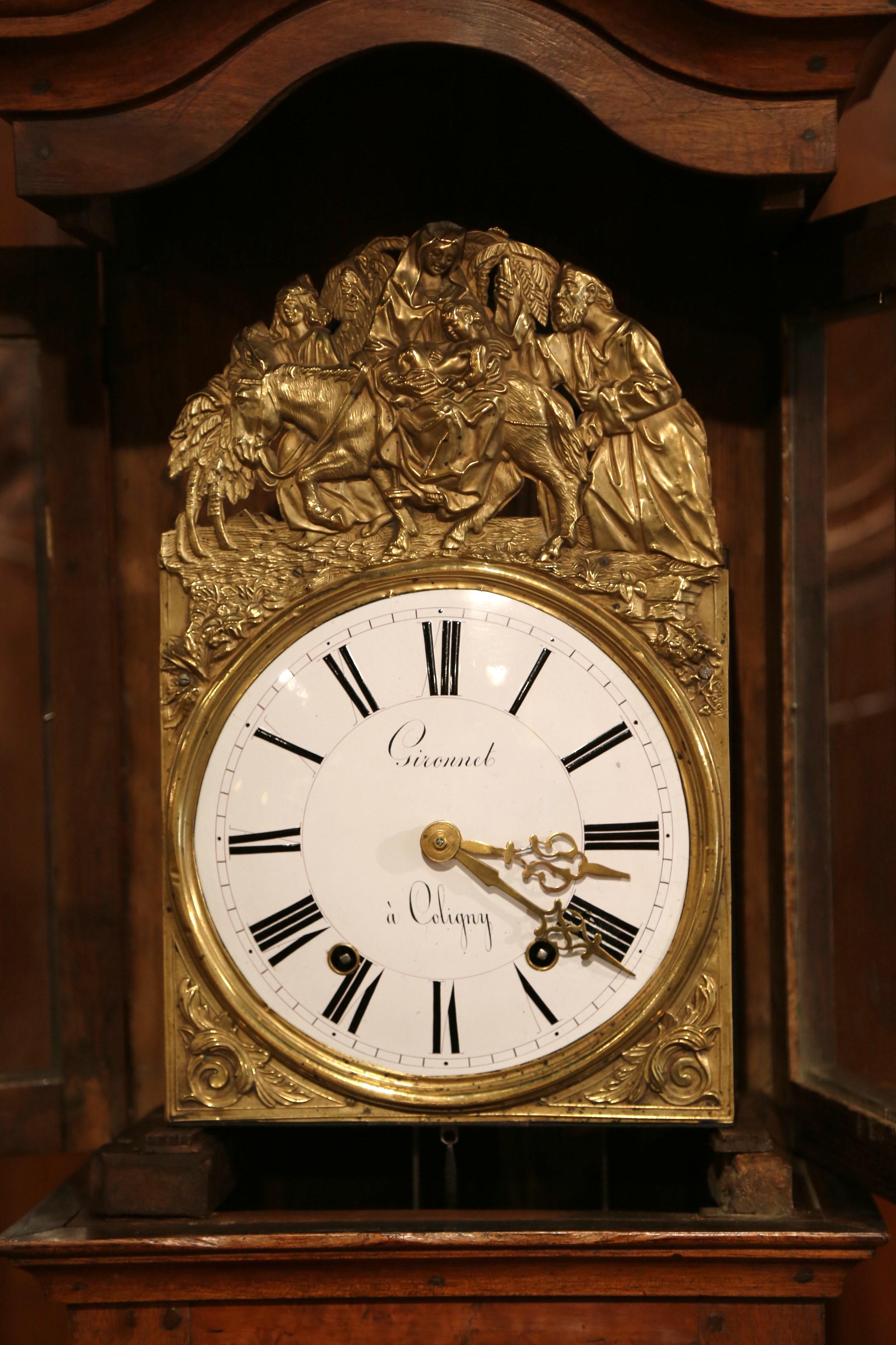 18th Century French Louis XV Carved Burl Walnut and Marquetry Tall Case Clock 4