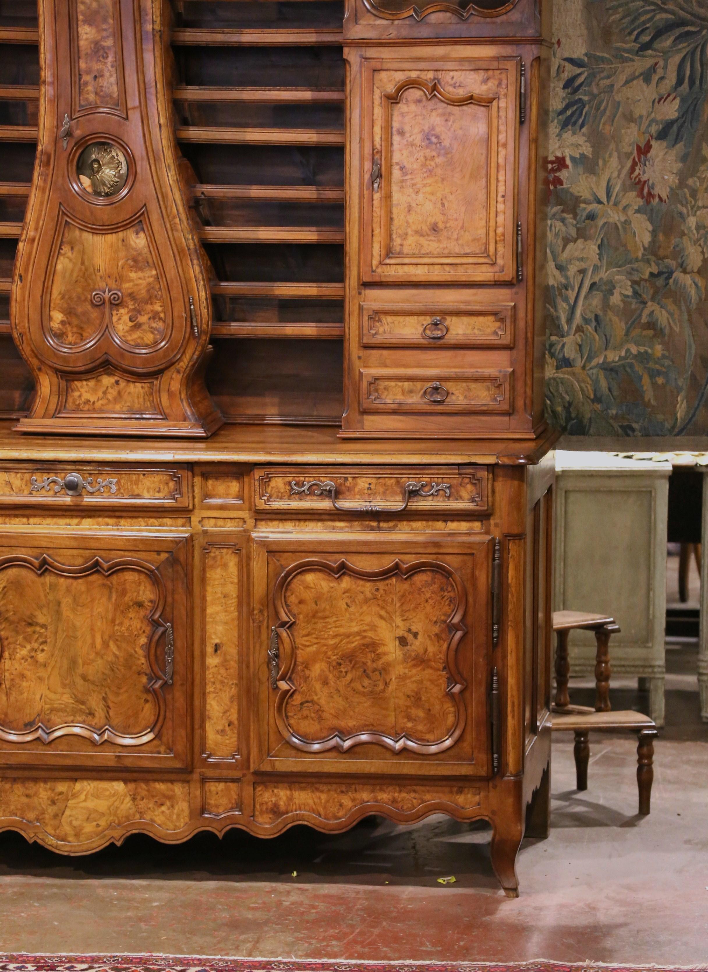 18th Century French Louis XV Carved Burl Walnut Clock Vaisselier from Lyon 3