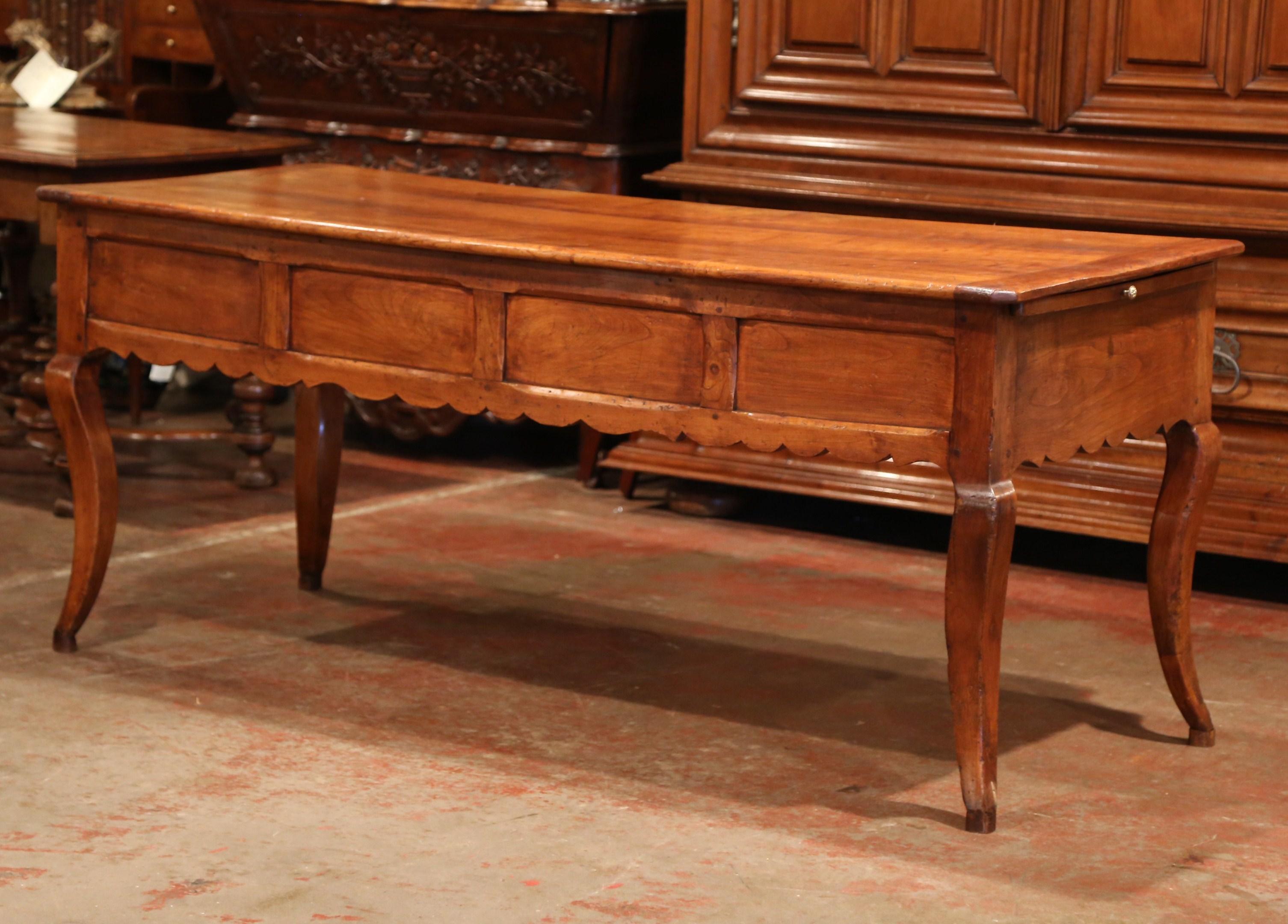 18th Century French Louis XV Carved Cherry Desk with Drawers and Pullout Trays 7