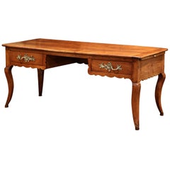 18th Century French Louis XV Carved Cherry Desk with Drawers and Pullout Trays