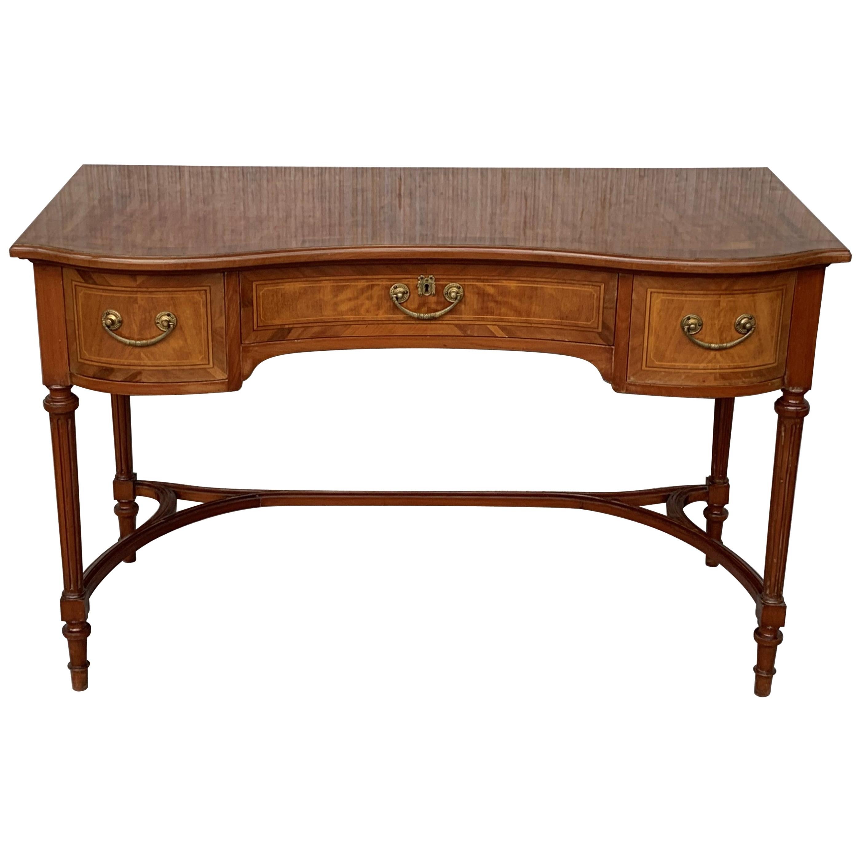 20th Century French Louis XV Style Carved Cherry Desk with Three Drawers