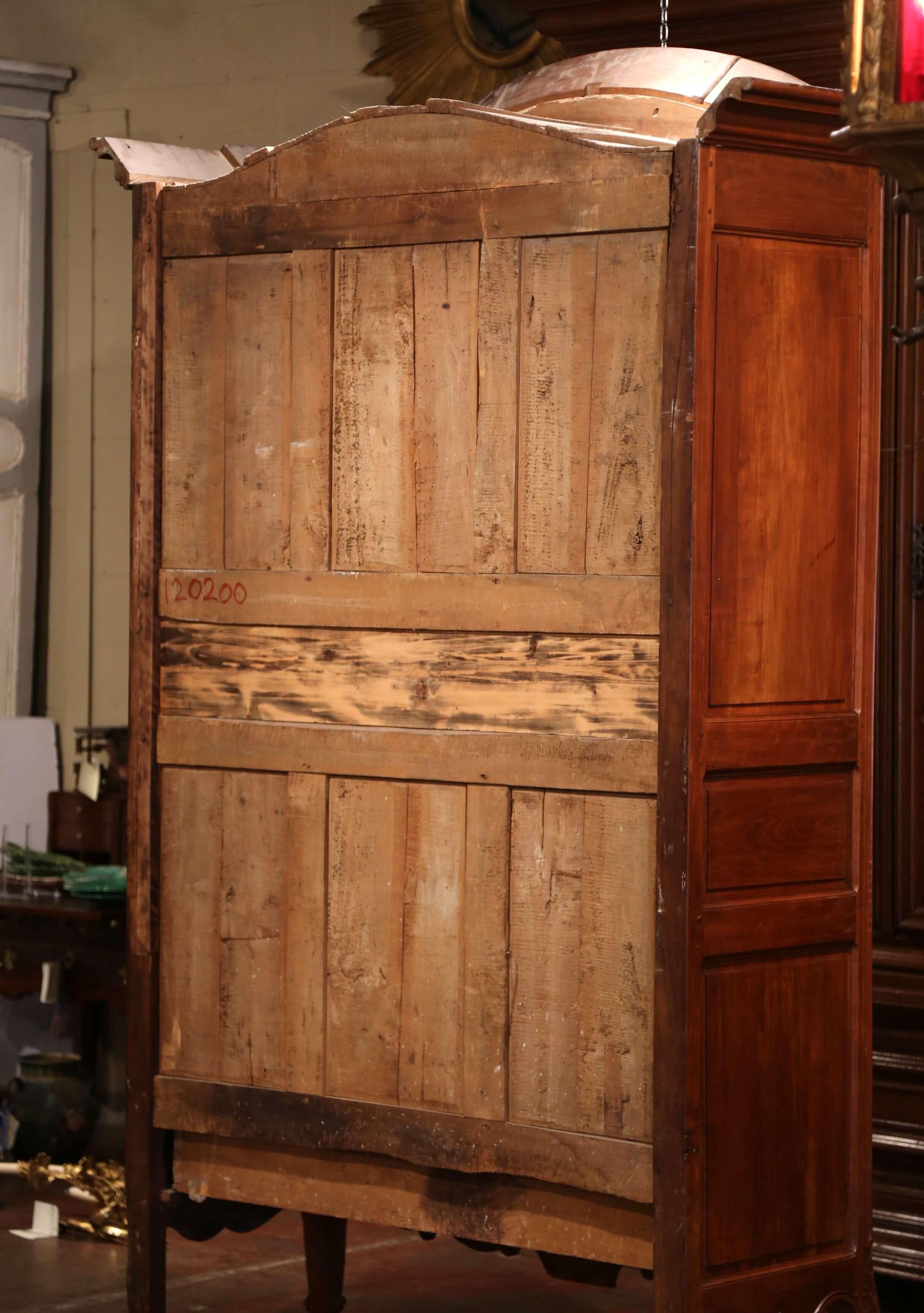 18th Century French Louis XV Carved Cherry Two-Door Armoire from Poitou Region 12