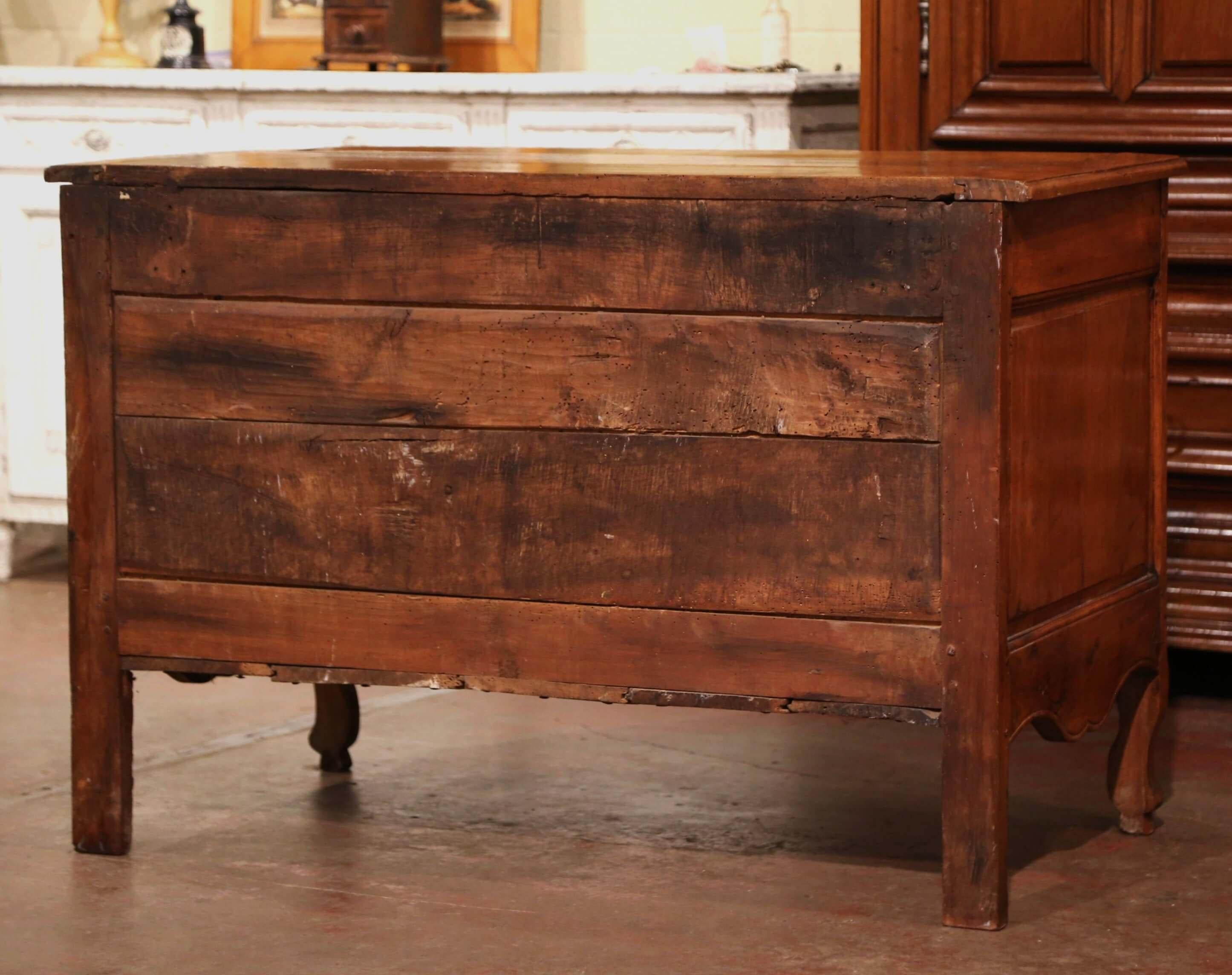 18th Century French Louis XV Carved Cherry Two-Drawer Commode from Burgundy For Sale 5