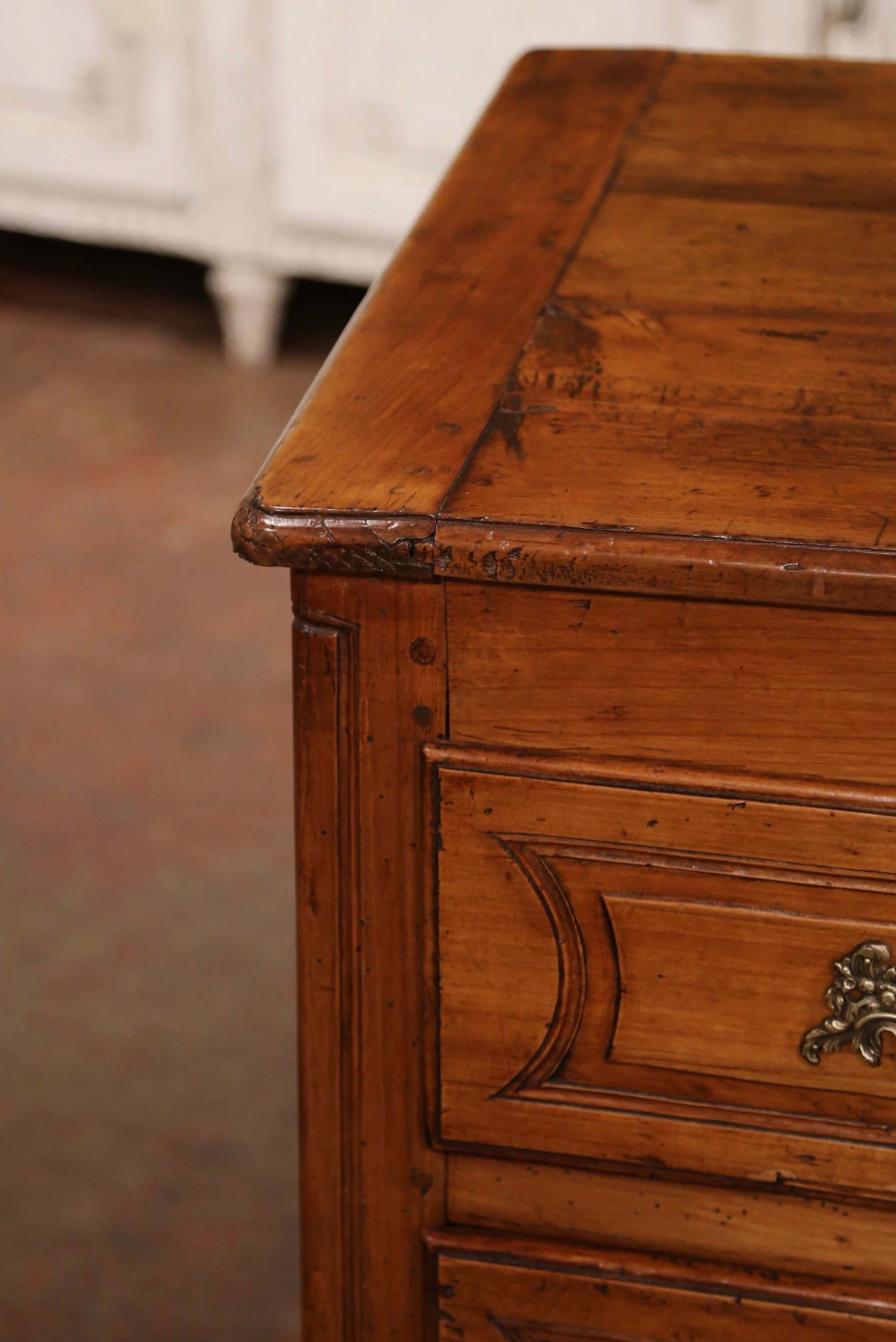 18th Century French Louis XV Carved Cherry Two-Drawer Commode from Burgundy For Sale 2