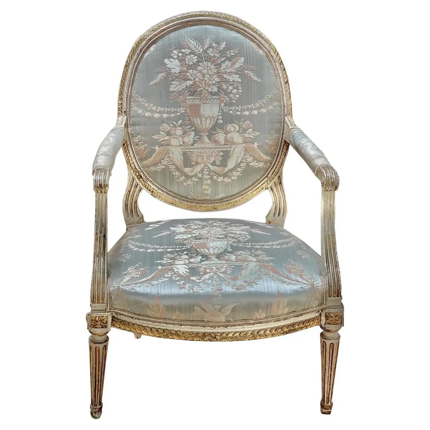18th Century French Louis XV Carved Gilt Wood Fauteuil Arm Chair 2