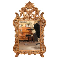 18th Century French Louis XV Carved Giltwood Mirror from Provence