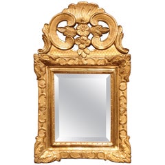 18th Century French Louis XV Carved Giltwood Wall Mirror from Provence