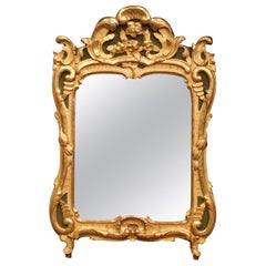 18th Century French Louis XV Carved Giltwood Wall Mirror from Provence