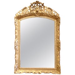 18th Century French Louis XV Carved Giltwood Wall Mirror from Provence
