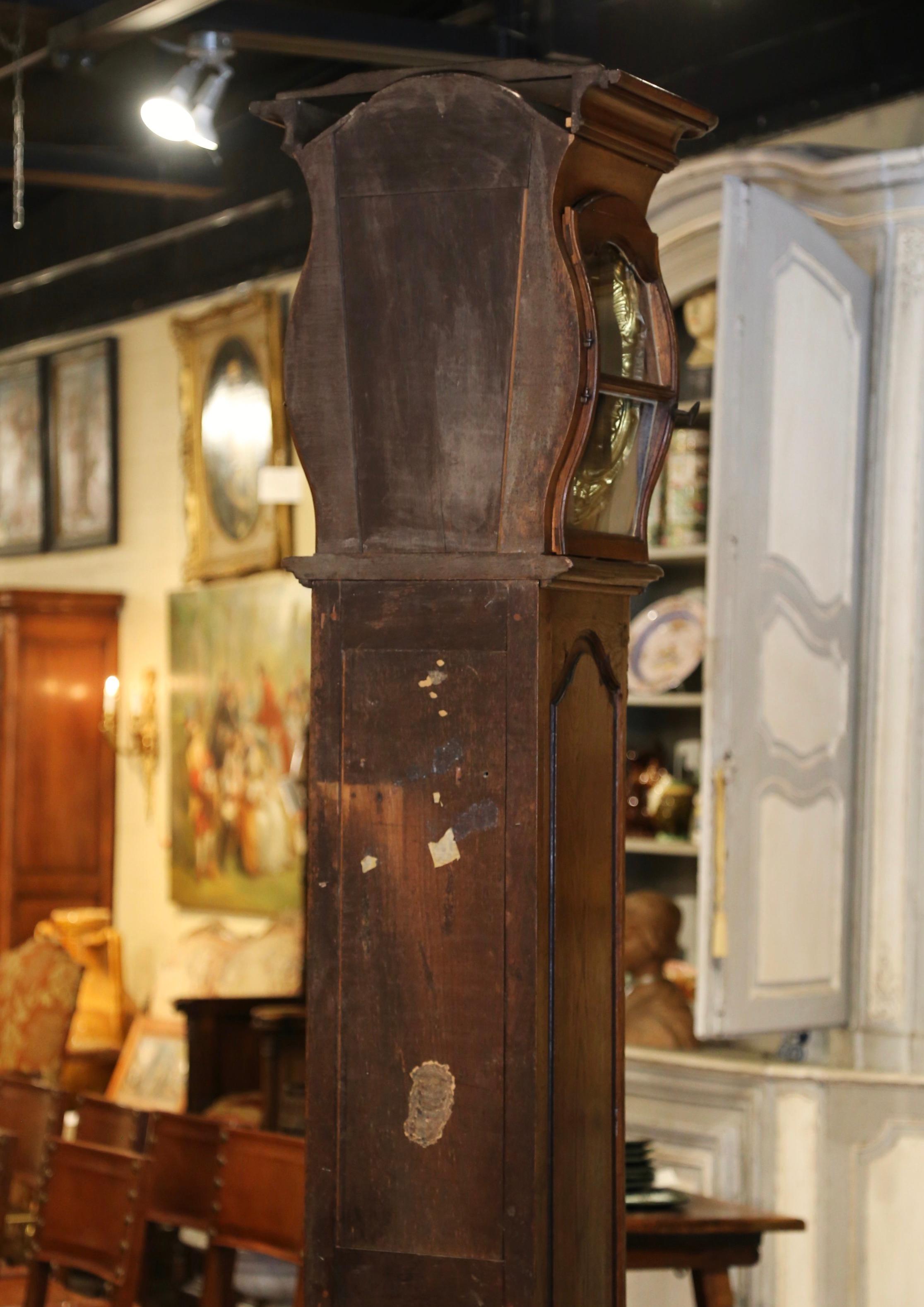 18th Century French Louis XV Carved Oak and Walnut Tall Case Clock from Lyon 9