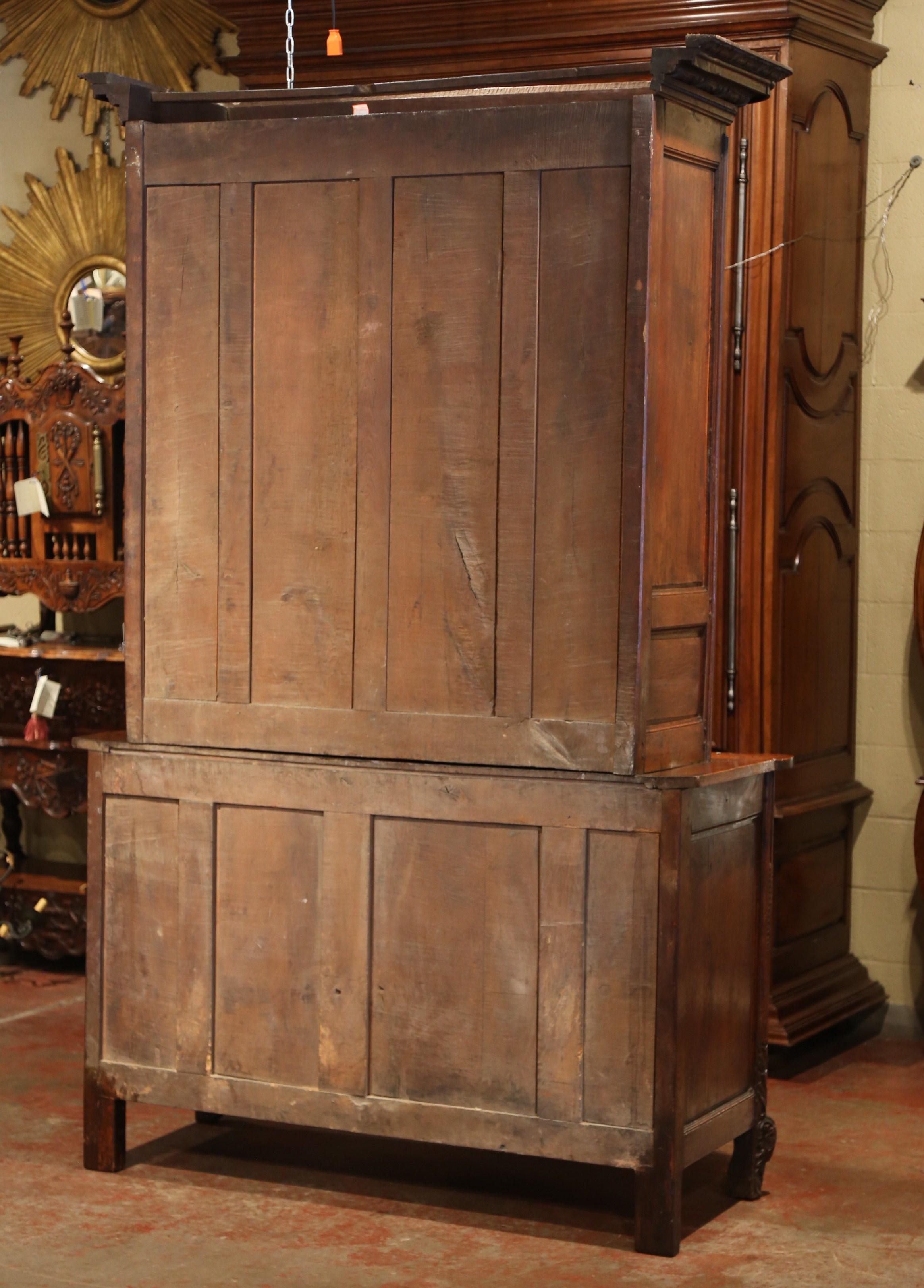 18th Century French Louis XV Carved Oak Buffet Deux Corps from Normandy 9