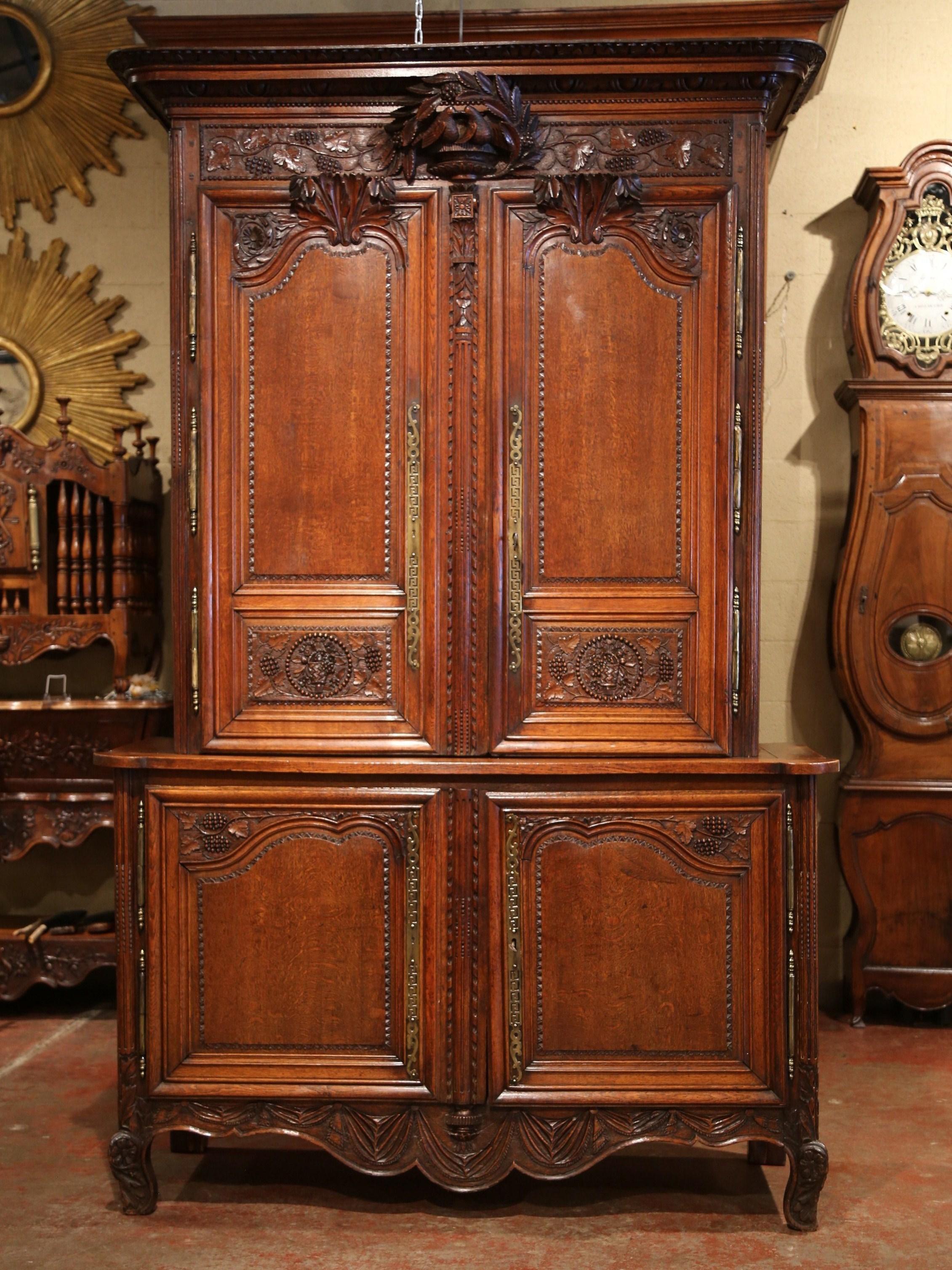 Use this elegant cabinet as an entertainment center to hide TV and components. Crafted in Normandy circa 1780, the exceptional 