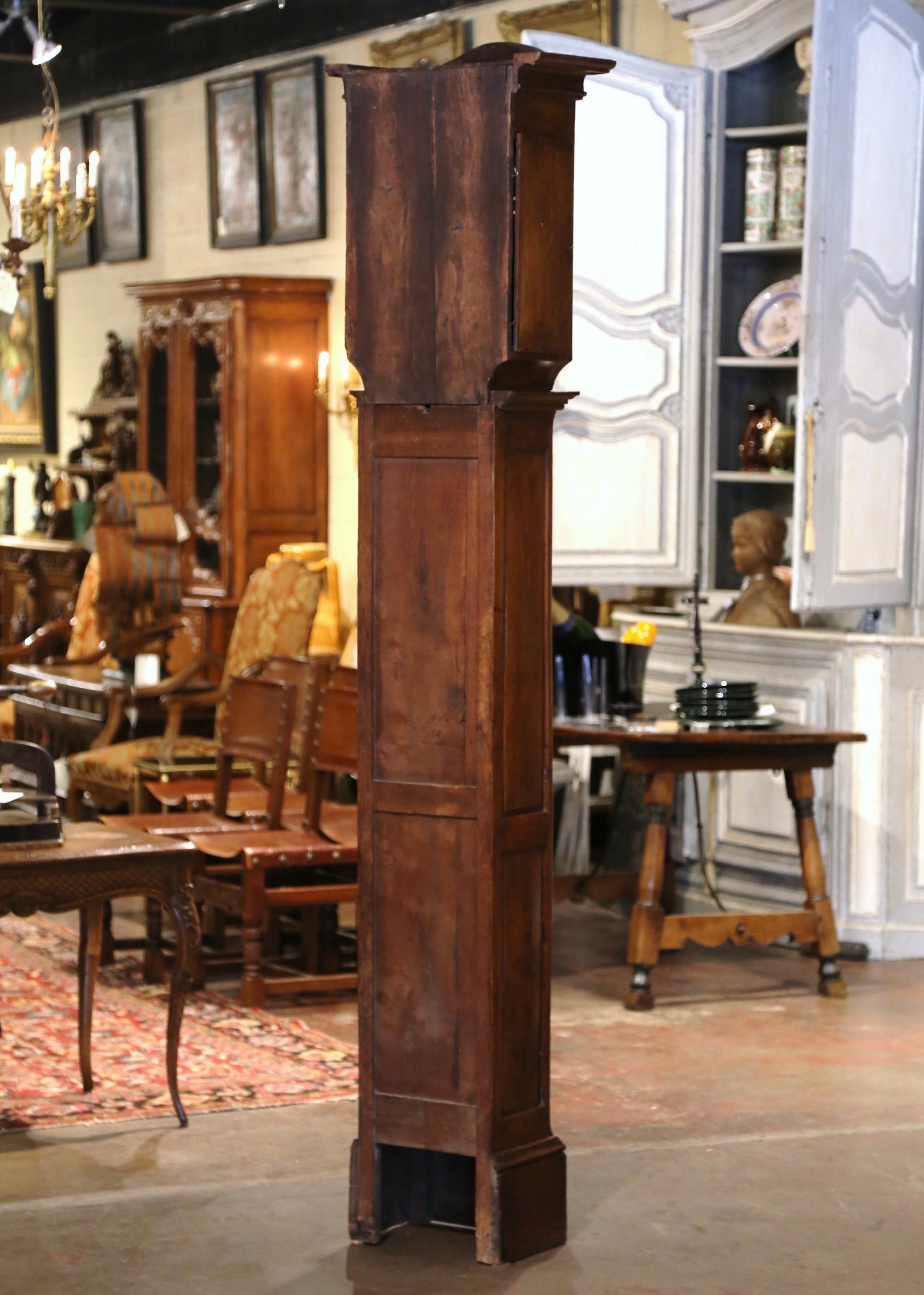18th Century French Louis XV Carved Oak Tall Case Clock from Normandy For Sale 5