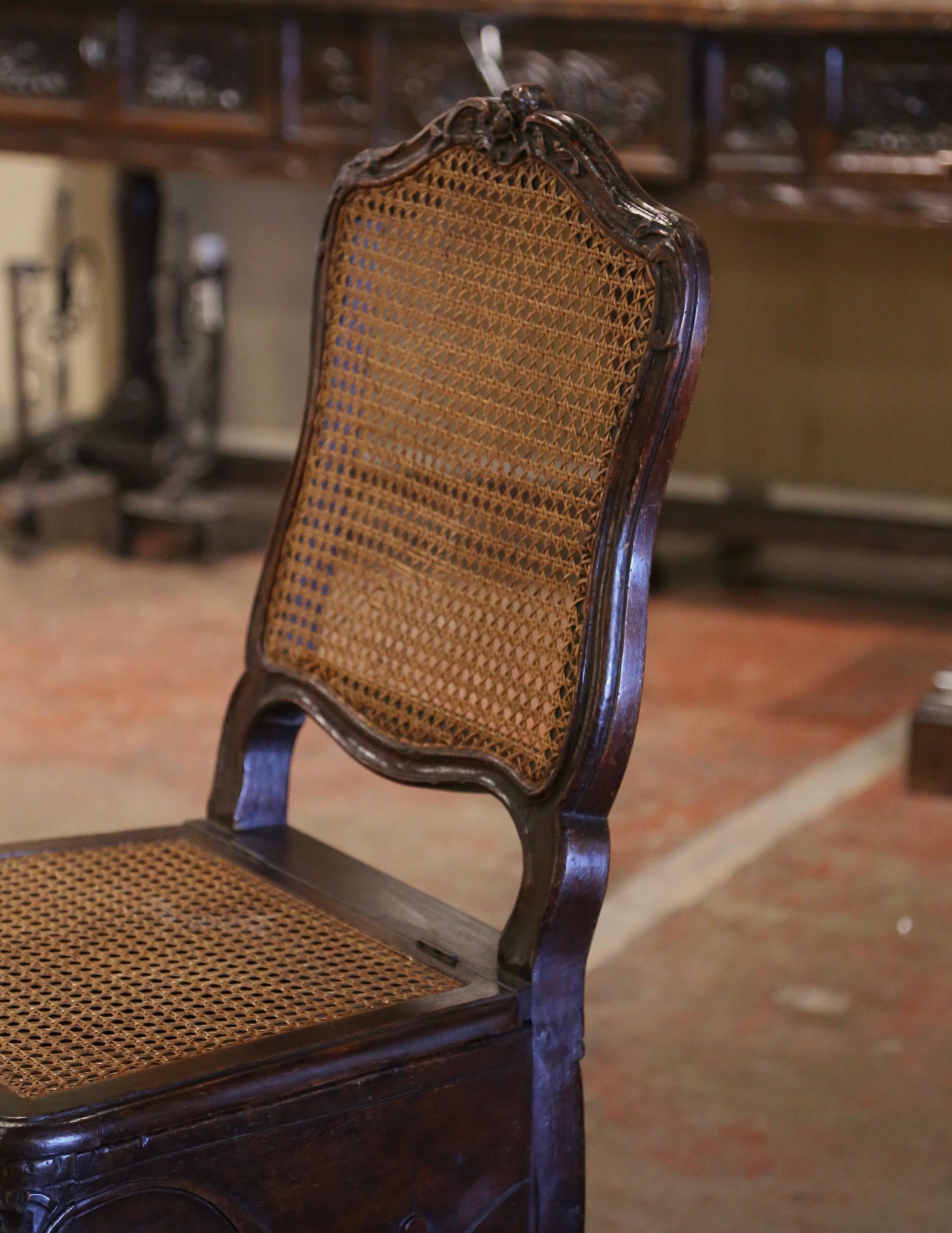 18th Century French Louis XV Carved Walnut and Cane