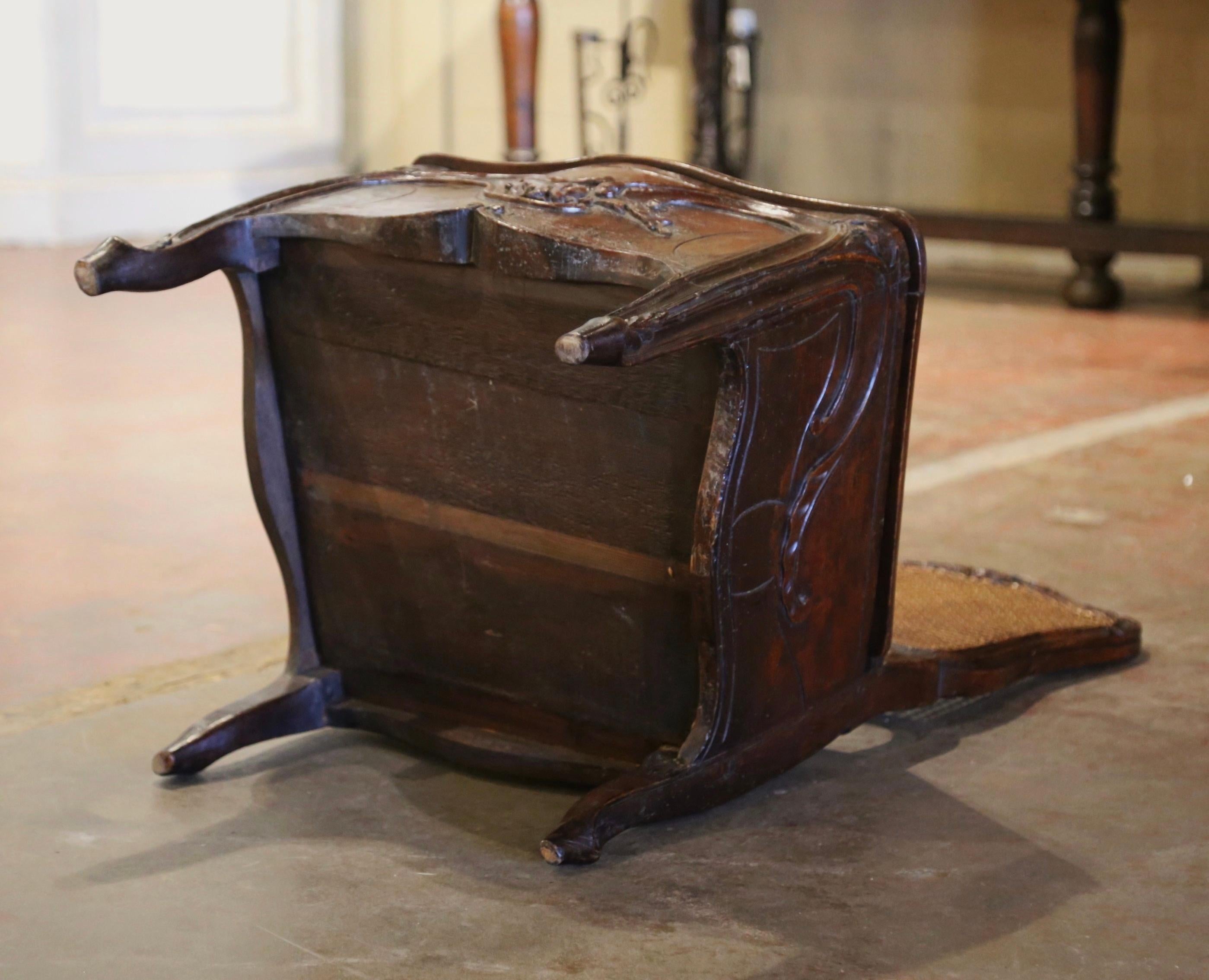 18th Century French Louis XV Carved Walnut and Cane