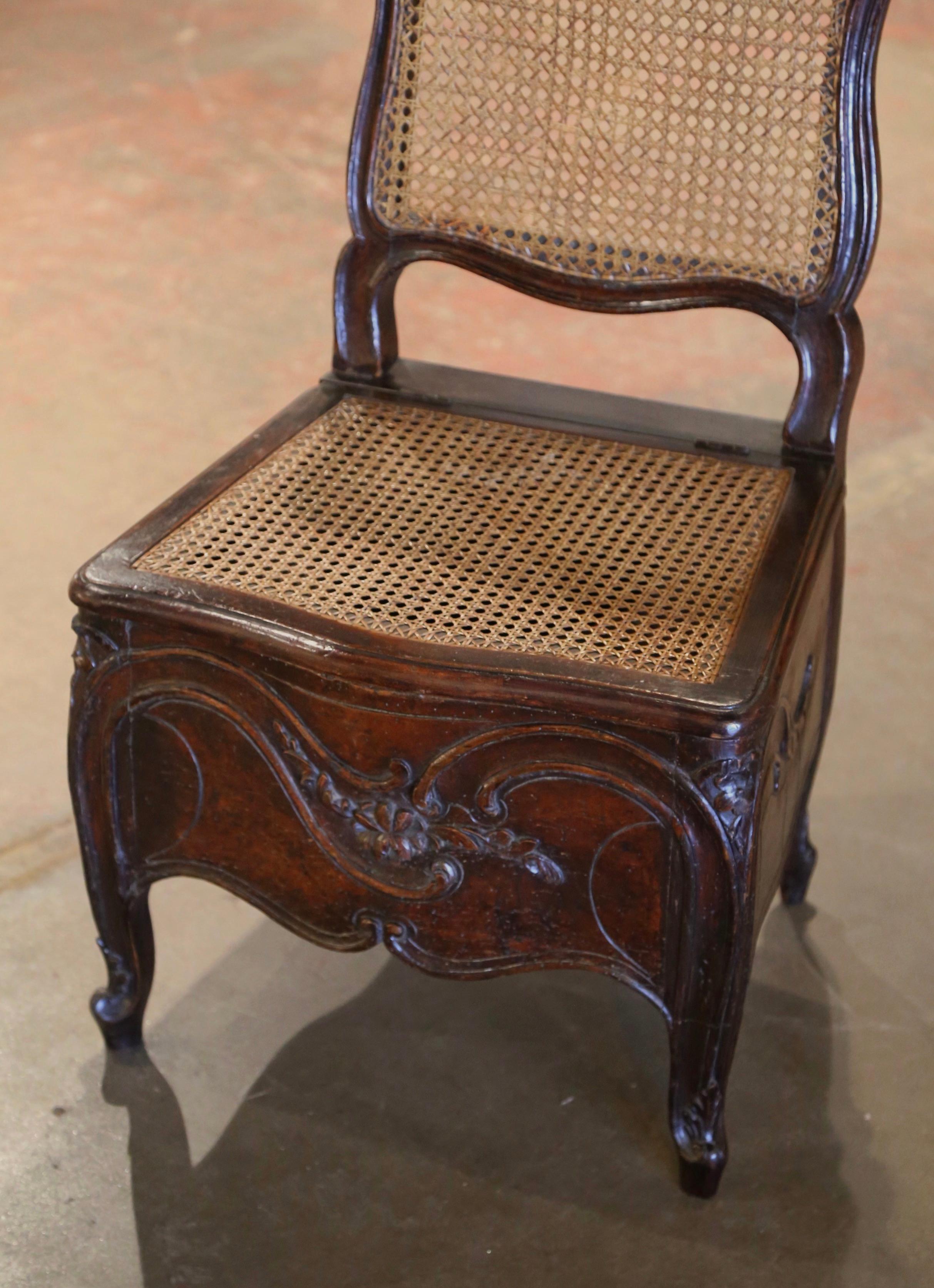 Hand-Carved 18th Century French Louis XV Carved Walnut and Cane