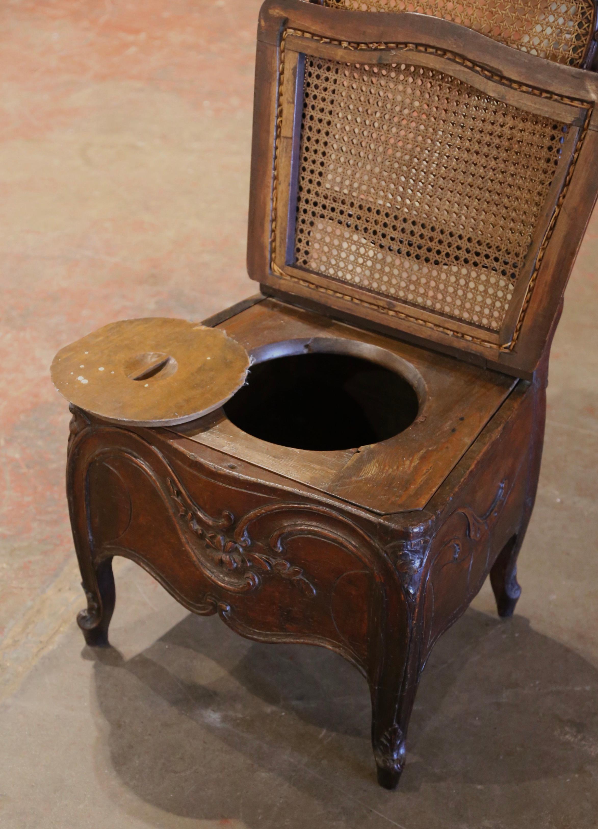 18th Century French Louis XV Carved Walnut and Cane