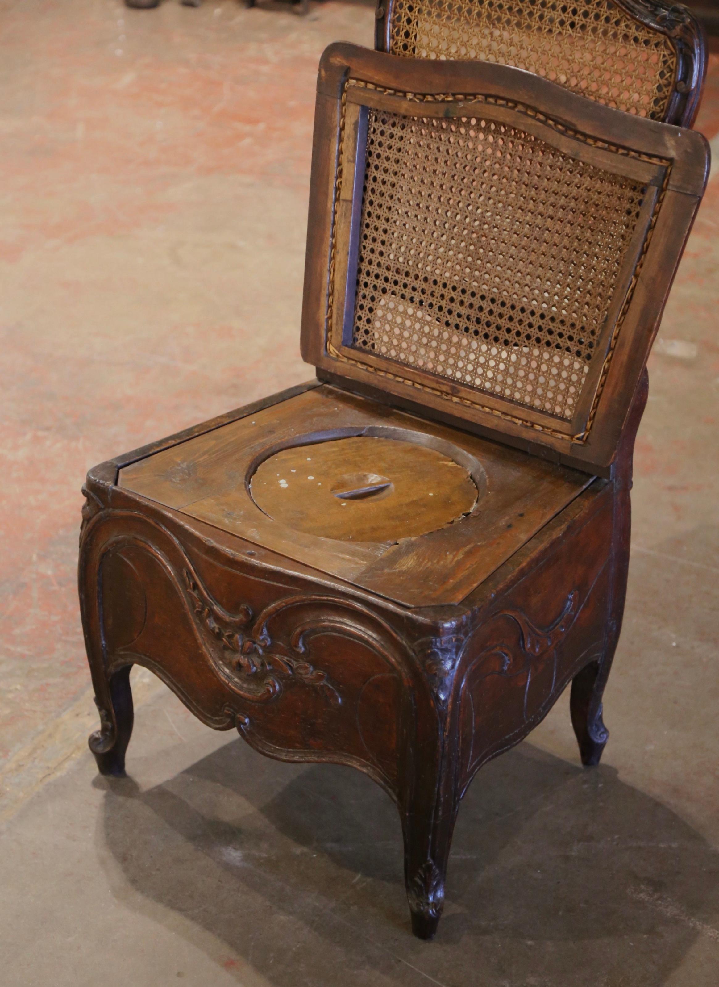 18th Century French Louis XV Carved Walnut and Cane