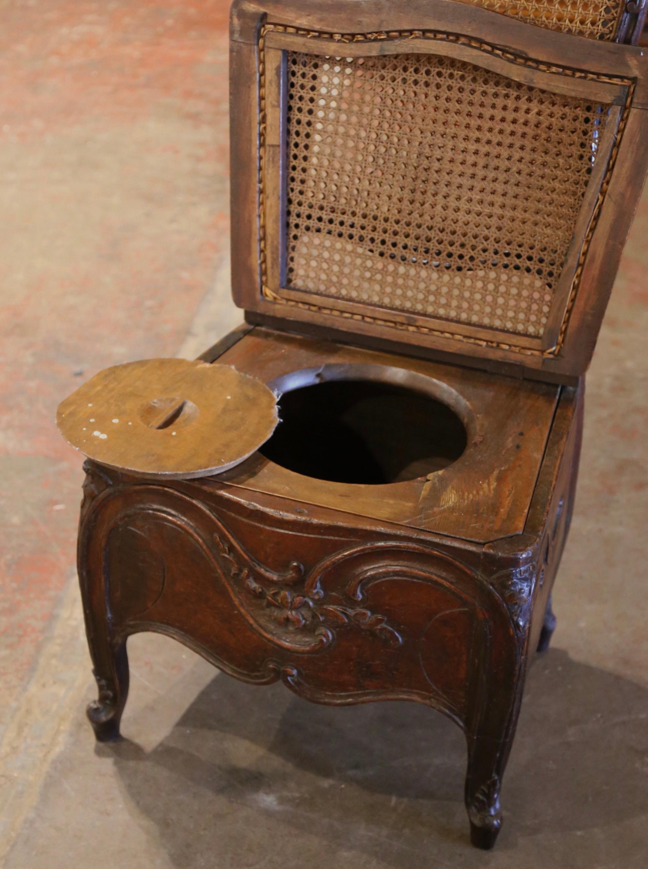 18th Century French Louis XV Carved Walnut and Cane