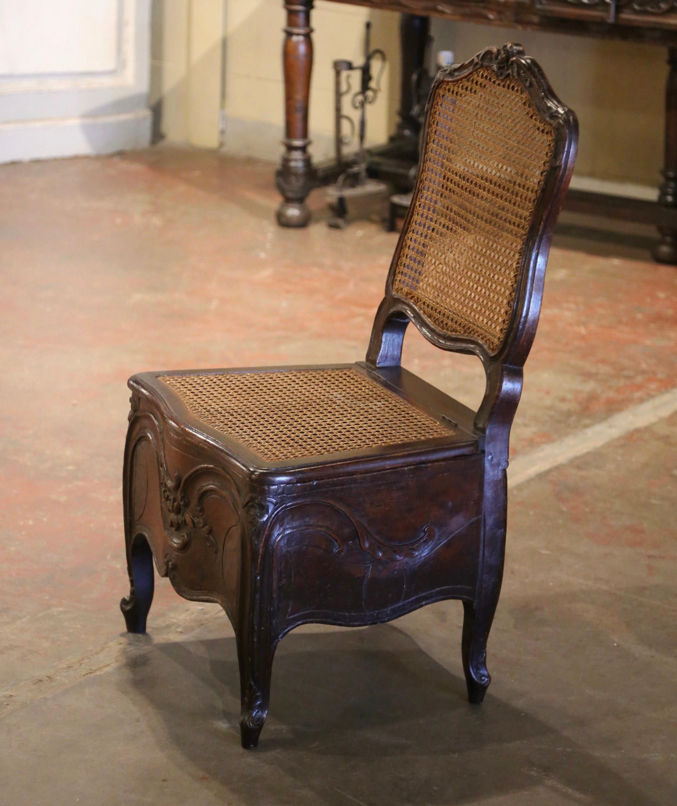 18th Century French Louis XV Carved Walnut and Cane