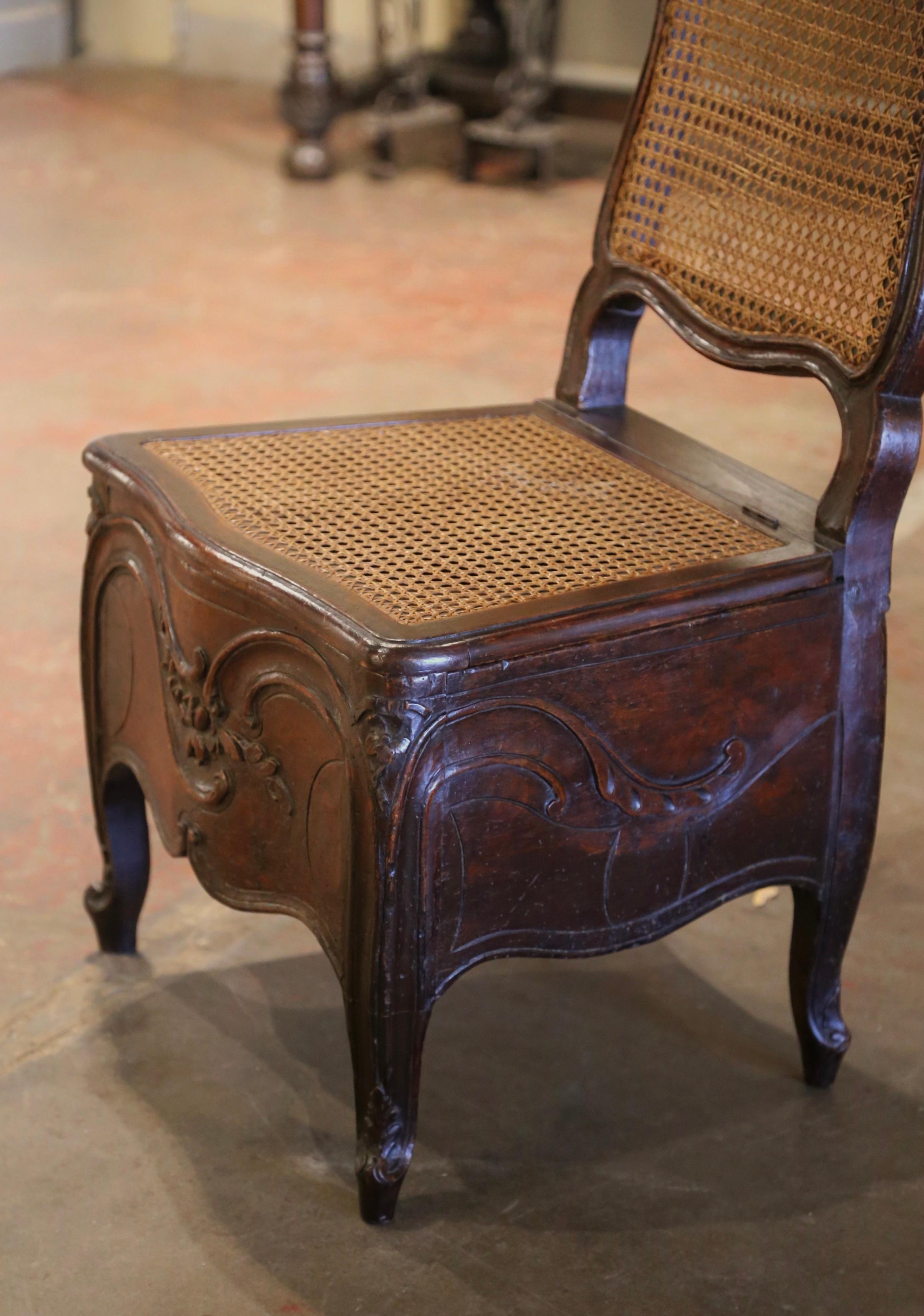18th Century French Louis XV Carved Walnut and Cane