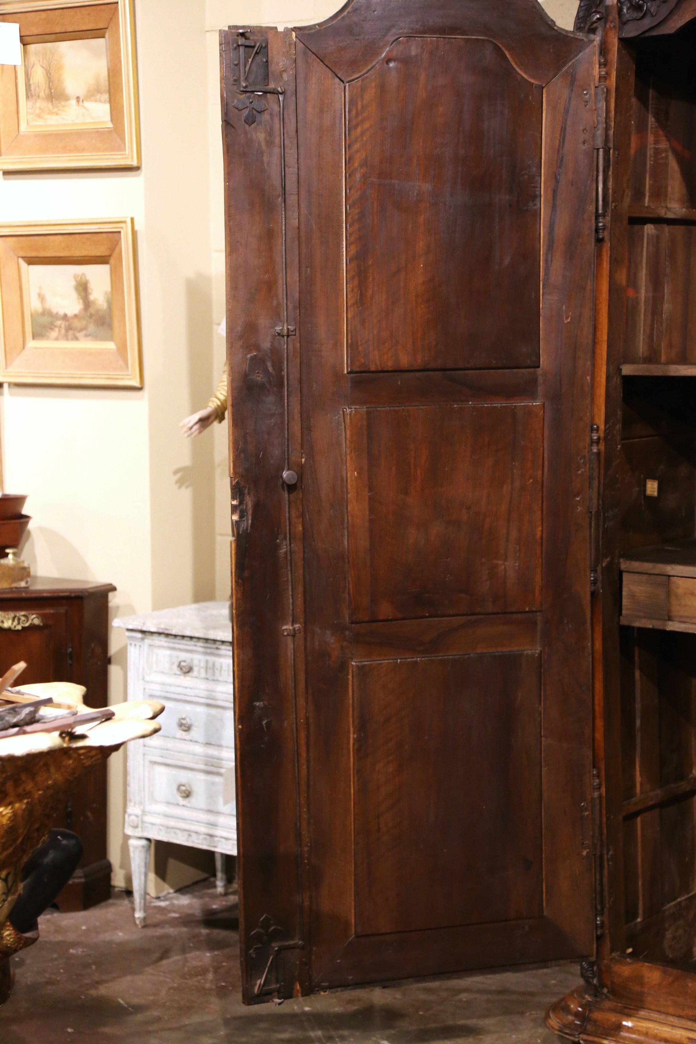 18th Century French Louis XV Carved Walnut Armoire from Lyon For Sale 3