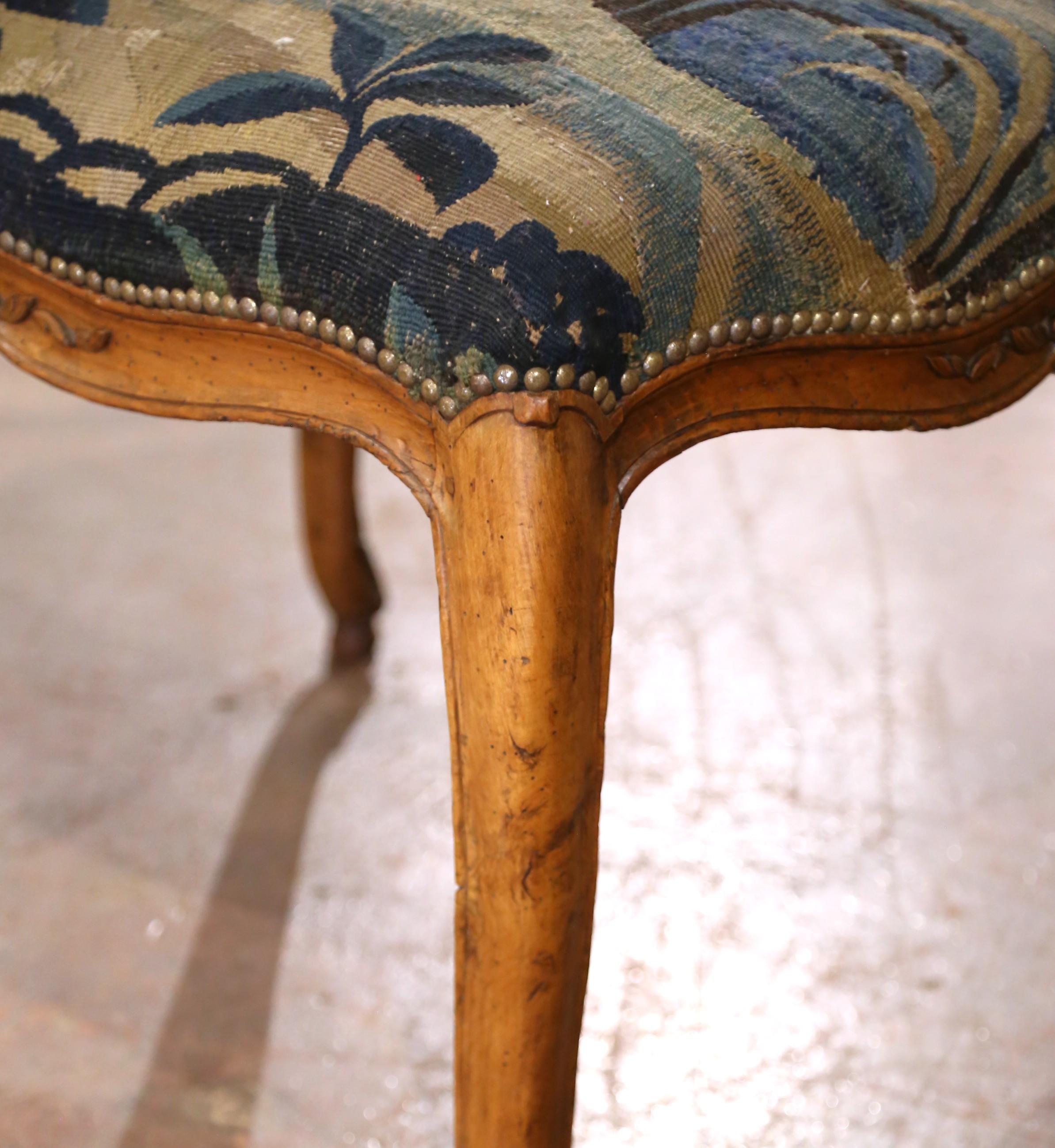 18th Century French Louis XV Carved Walnut Banquette with Aubusson Tapestry 7