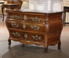 18th Century French Louis XV Carved Walnut Chest of Drawers from Bordeaux