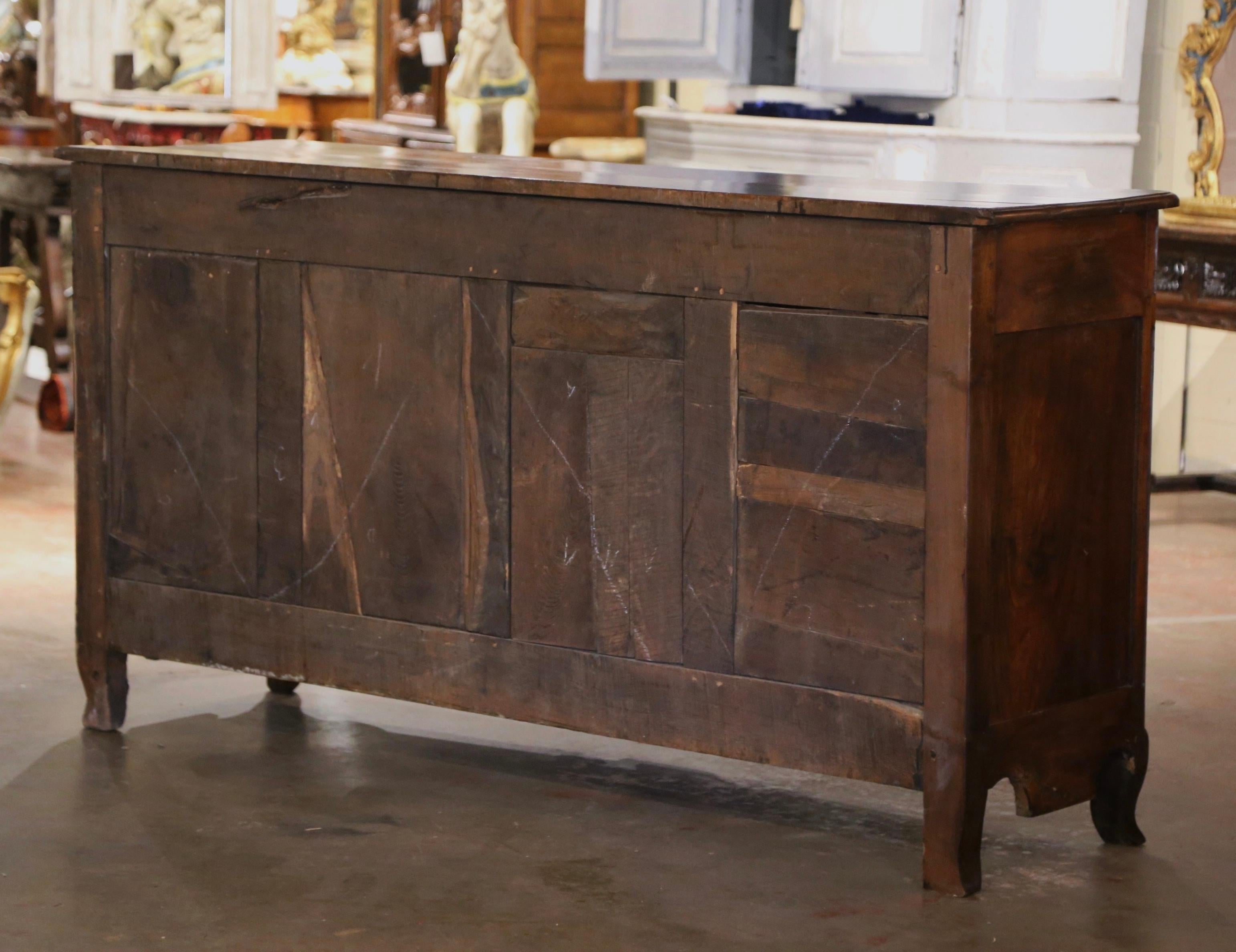 18th Century French Louis XV Carved Walnut Three-Door Buffet from Burgundy 8