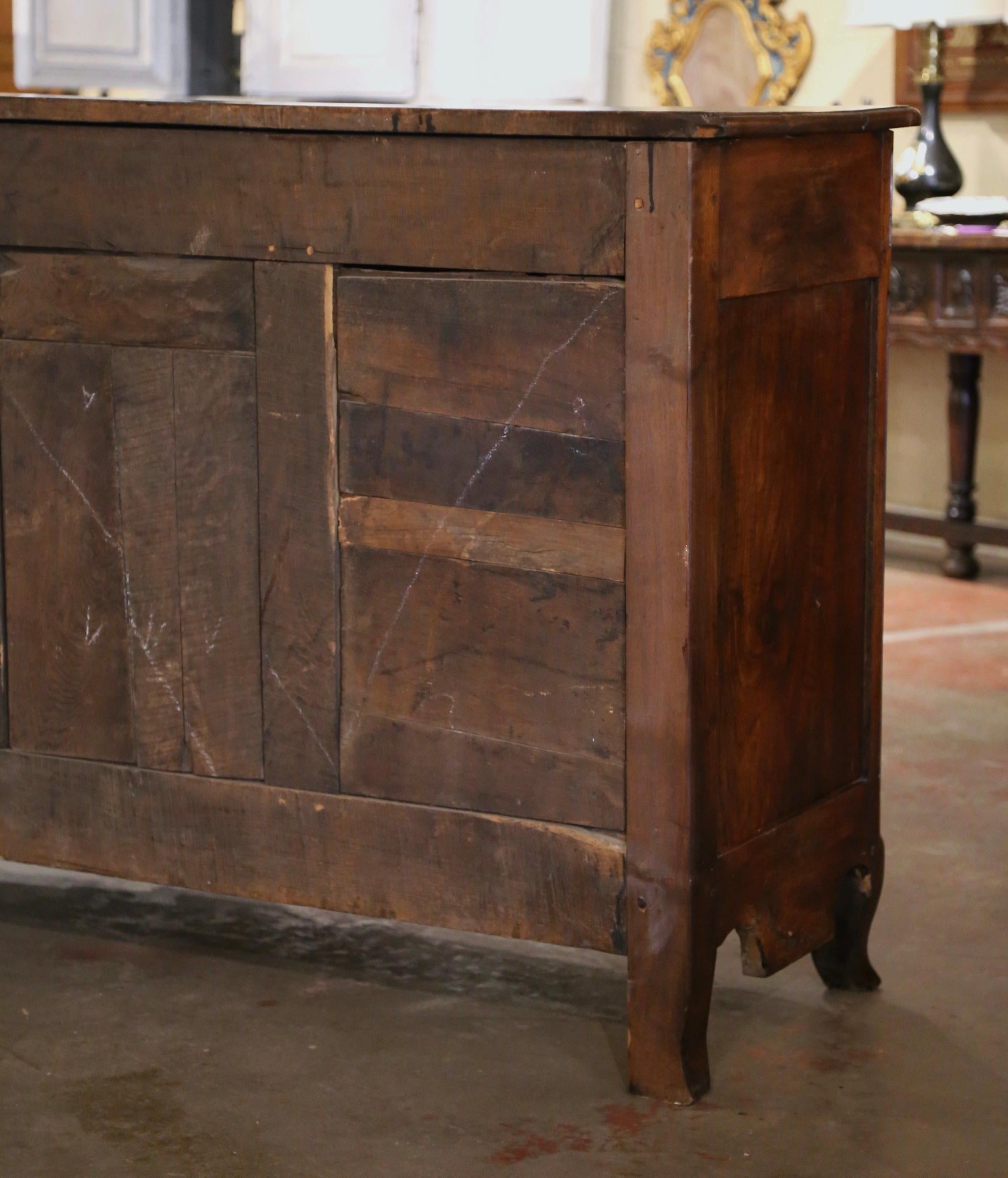 18th Century French Louis XV Carved Walnut Three-Door Buffet from Burgundy 9