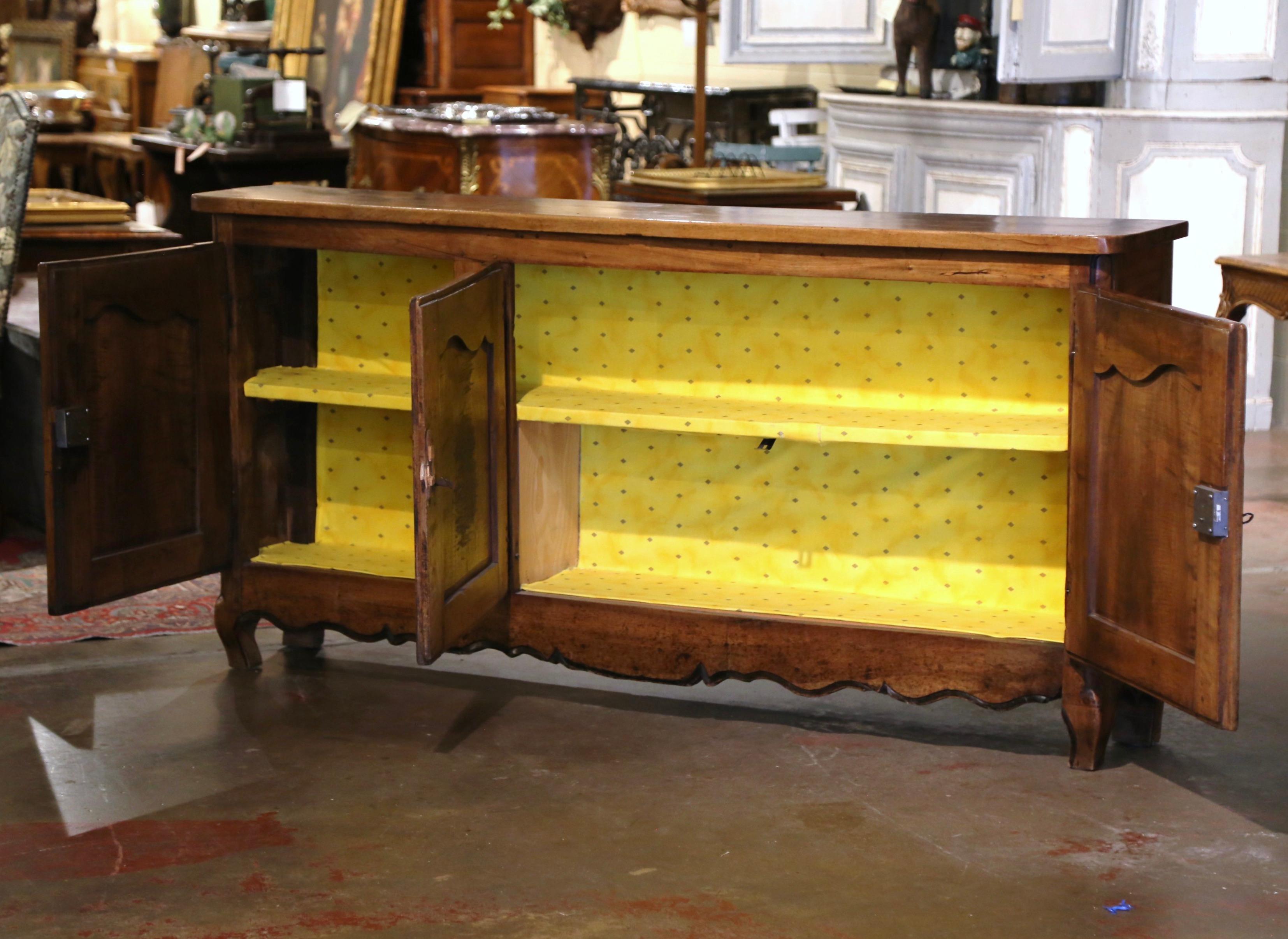 18th Century French Louis XV Carved Walnut Three-Door Buffet from Lyon 6